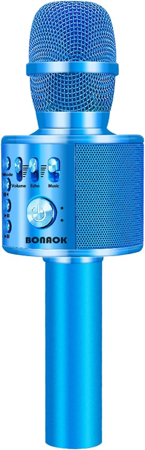 MICRÓFONO BONAOK WIRELESS BLUETOOTH KARAOKE 3 EN 1 AZUL Q37 - 1