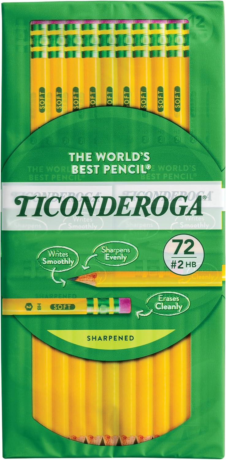LÁPICES TICONDEROGA WOOD-CASED HB AMARILLO PRE-AFILADOS 72 UNIDADES - 1