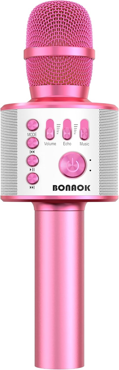 MICRÓFONO KARAOKE BLUETOOTH BONAOK PORTÁTIL PARA ADULTOS Y NIÑOS - 1