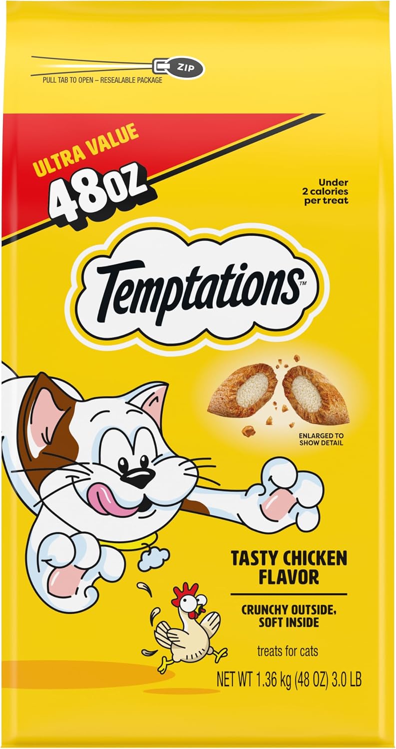 TEMPTATIONS CLASSIC SNACKS PARA GATOS SABOR POLLO 48 OZ - 1