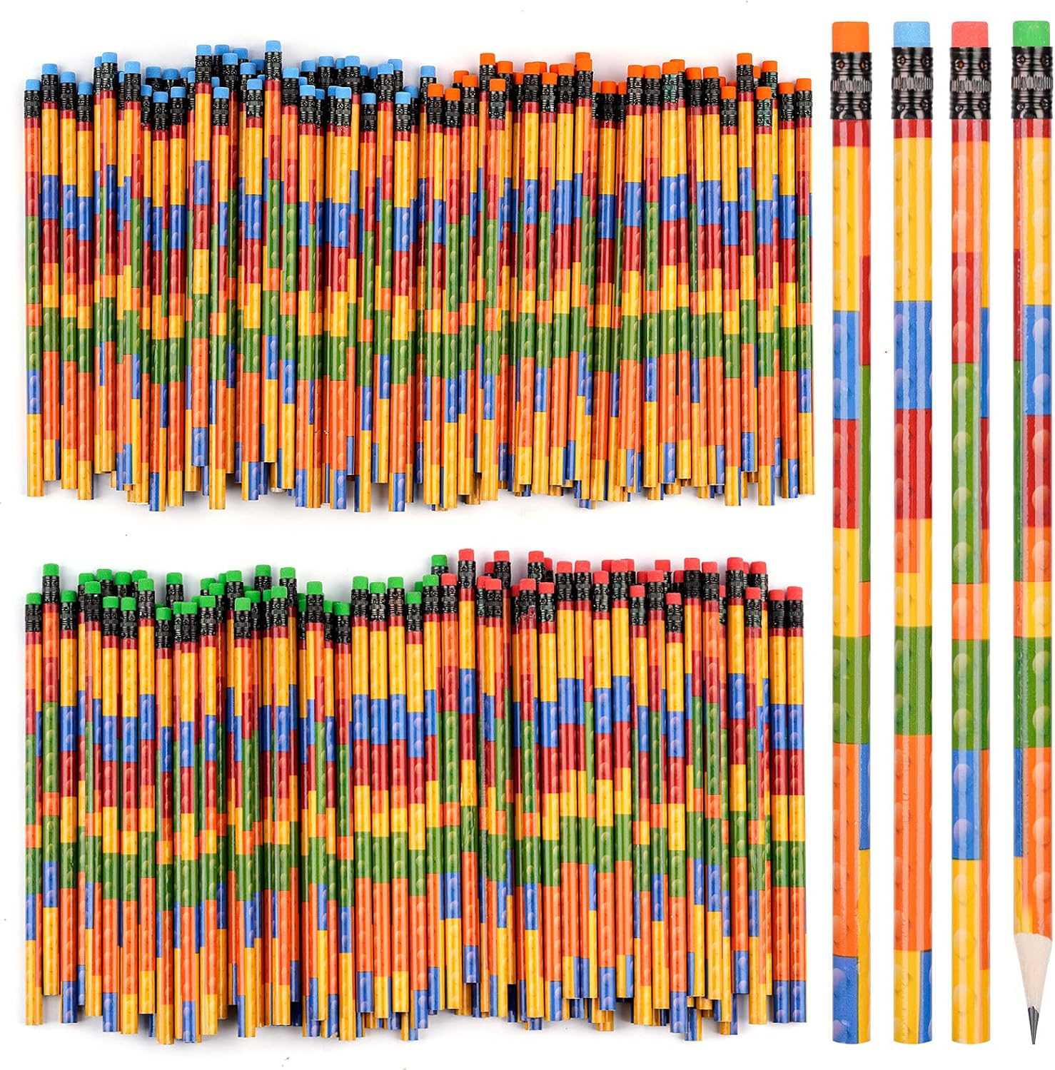 LÁPICES DE MADERA KOLEWO4EVER BLOQUES DE CONSTRUCCIÓN COLORIDOS CON BORRADOR 200 PIEZAS - 1