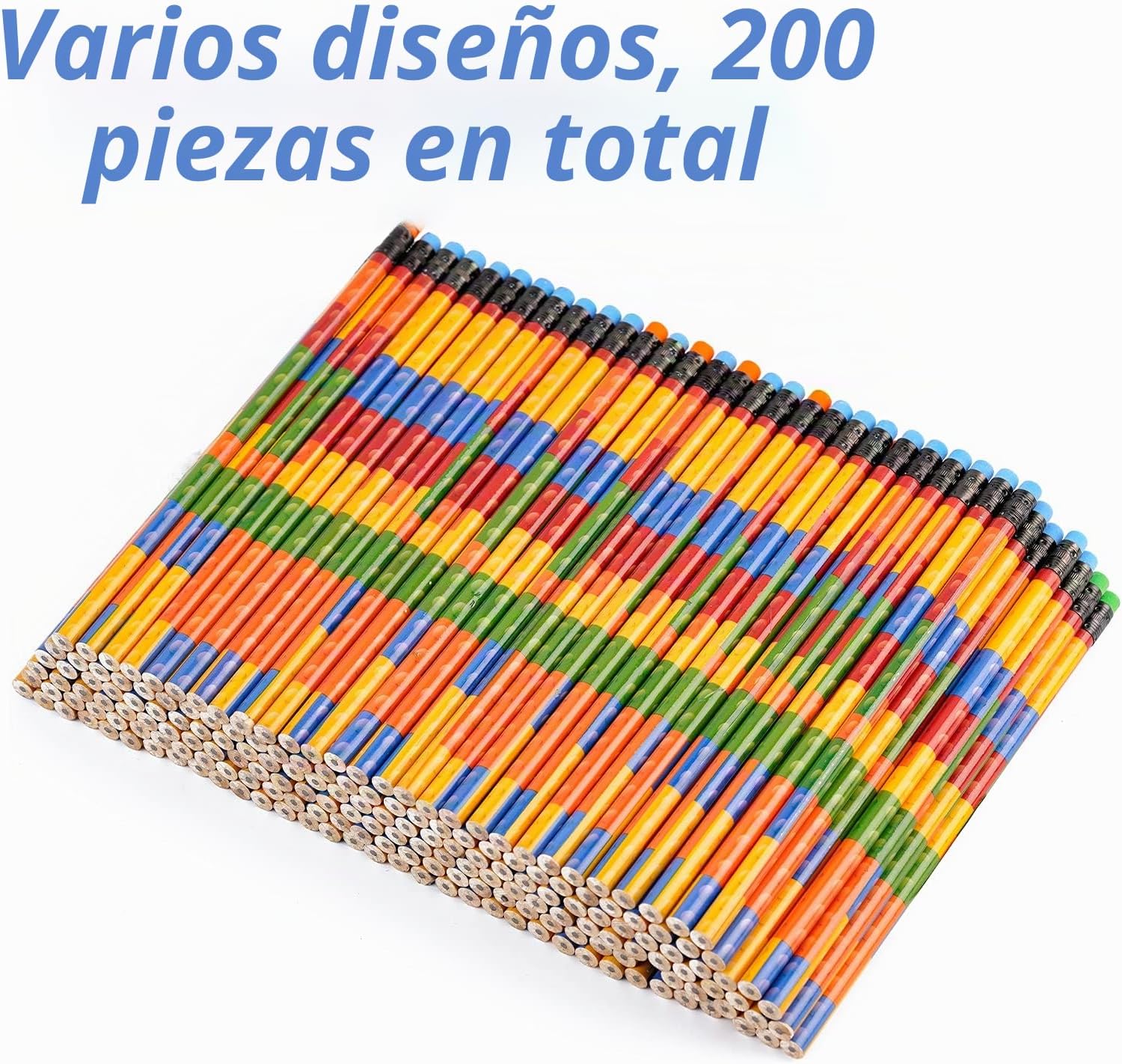 LÁPICES DE MADERA KOLEWO4EVER BLOQUES DE CONSTRUCCIÓN COLORIDOS CON BORRADOR 200 PIEZAS - 2