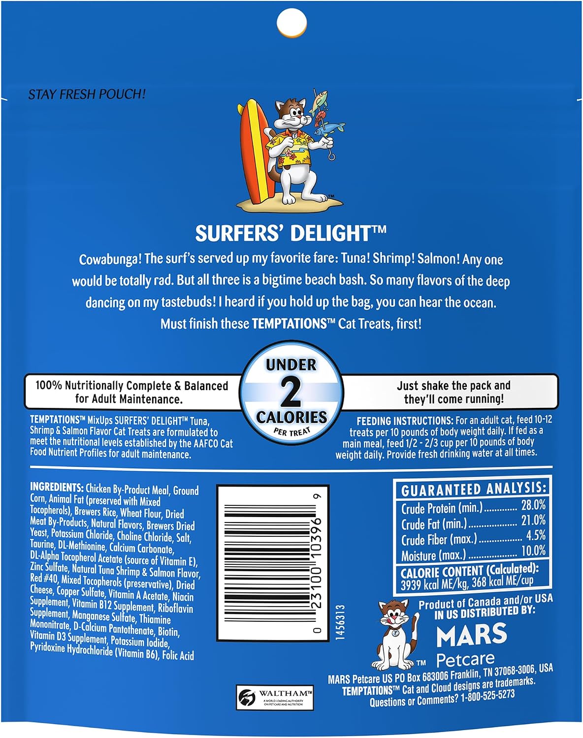 TEMPTATIONS MIXUPS SURFER'S DELIGHT SNACKS PARA GATOS 6.3 OZ PACK 10 - 2