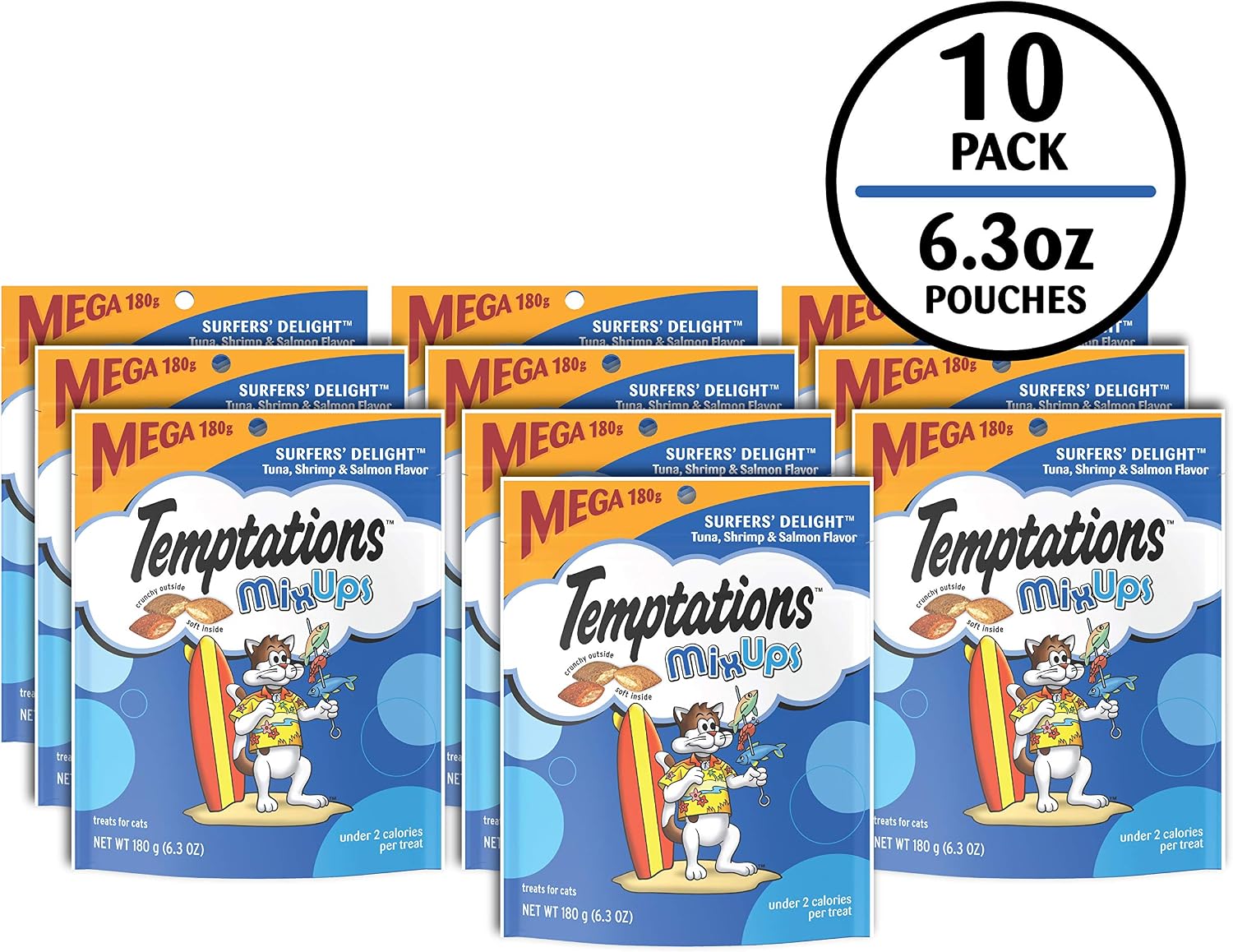 TEMPTATIONS MIXUPS SURFER'S DELIGHT SNACKS PARA GATOS 6.3 OZ PACK 10 - 3