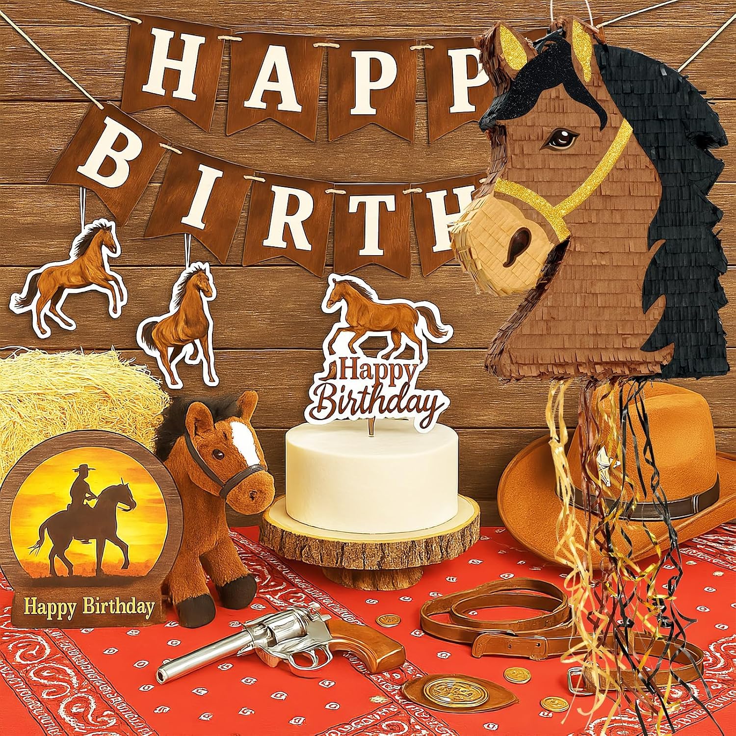 PIÑATA CABALLO MARRÓN WERNNSAI PARA FIESTA TEMÁTICA VAQUERO - 2