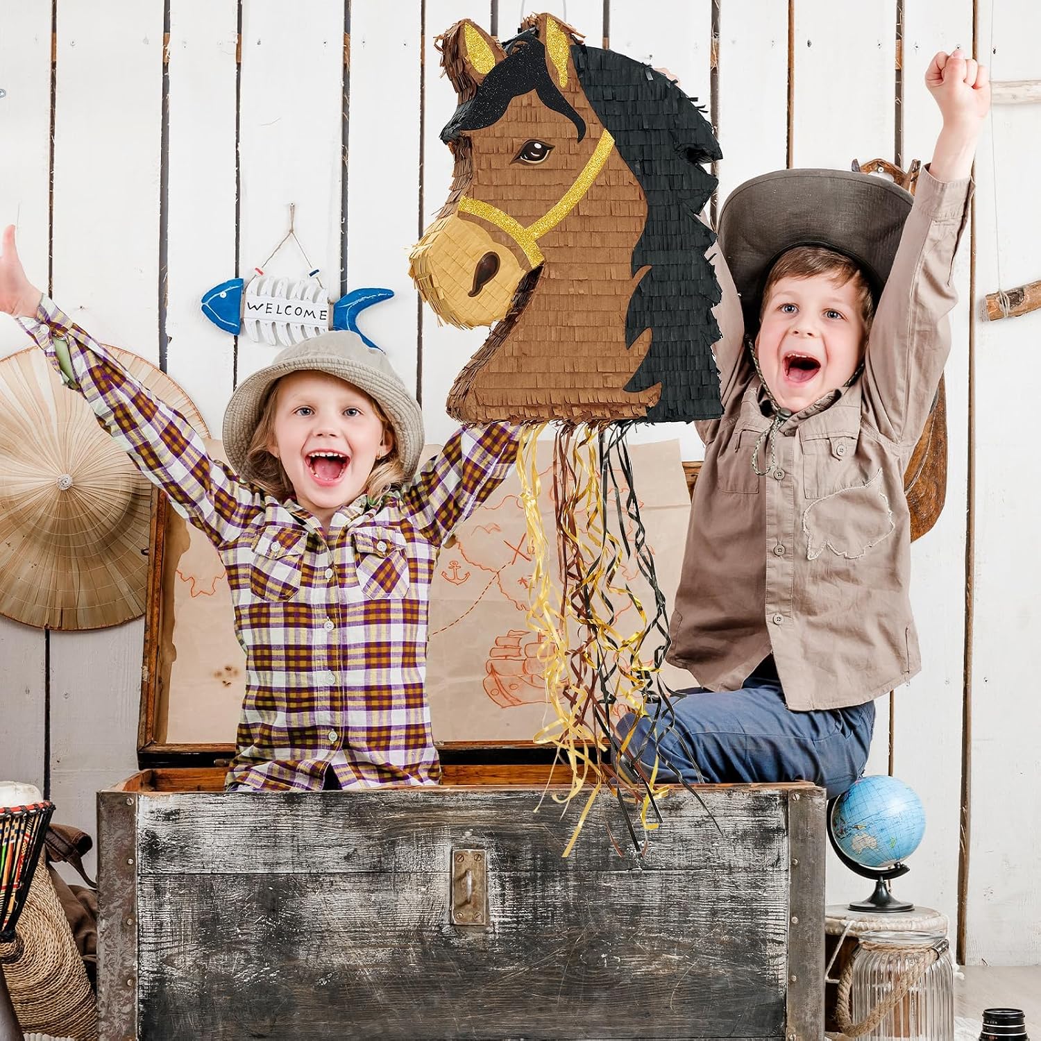 PIÑATA CABALLO MARRÓN WERNNSAI PARA FIESTA TEMÁTICA VAQUERO - 3