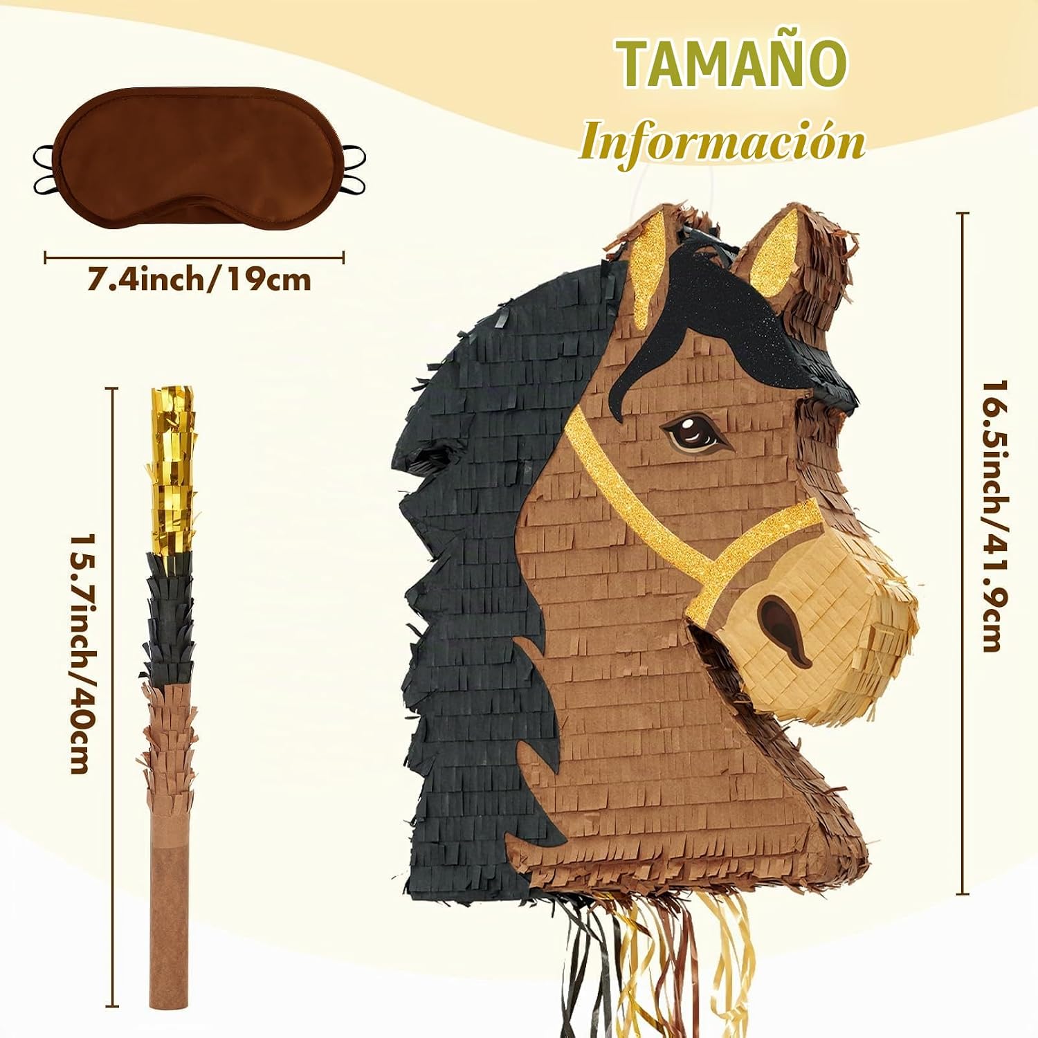 PIÑATA CABALLO MARRÓN WERNNSAI PARA FIESTA TEMÁTICA VAQUERO - 4