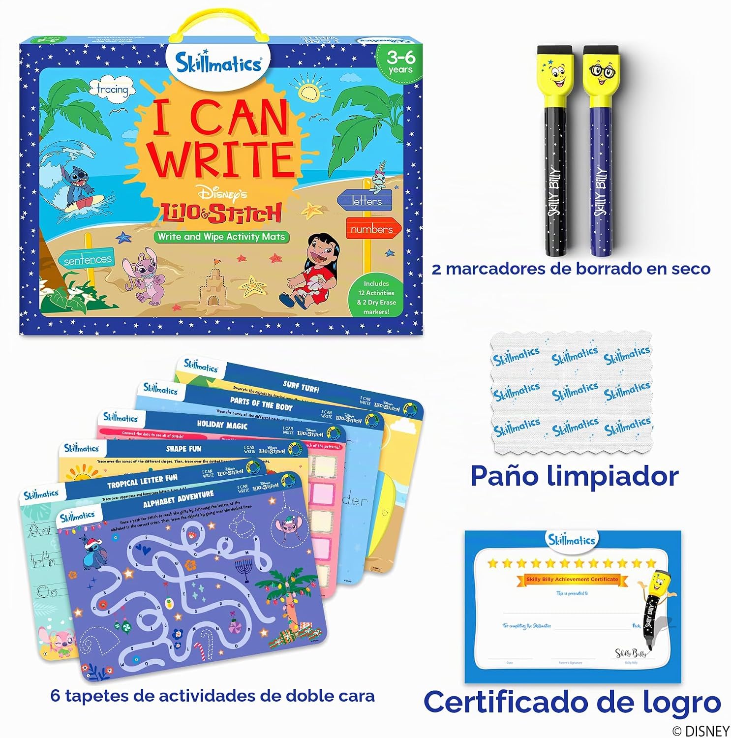 CUADERNO DE ACTIVIDADES REUTILIZABLE SKILLMATICS I CAN WRITE DISNEY LILO Y STITCH - 2