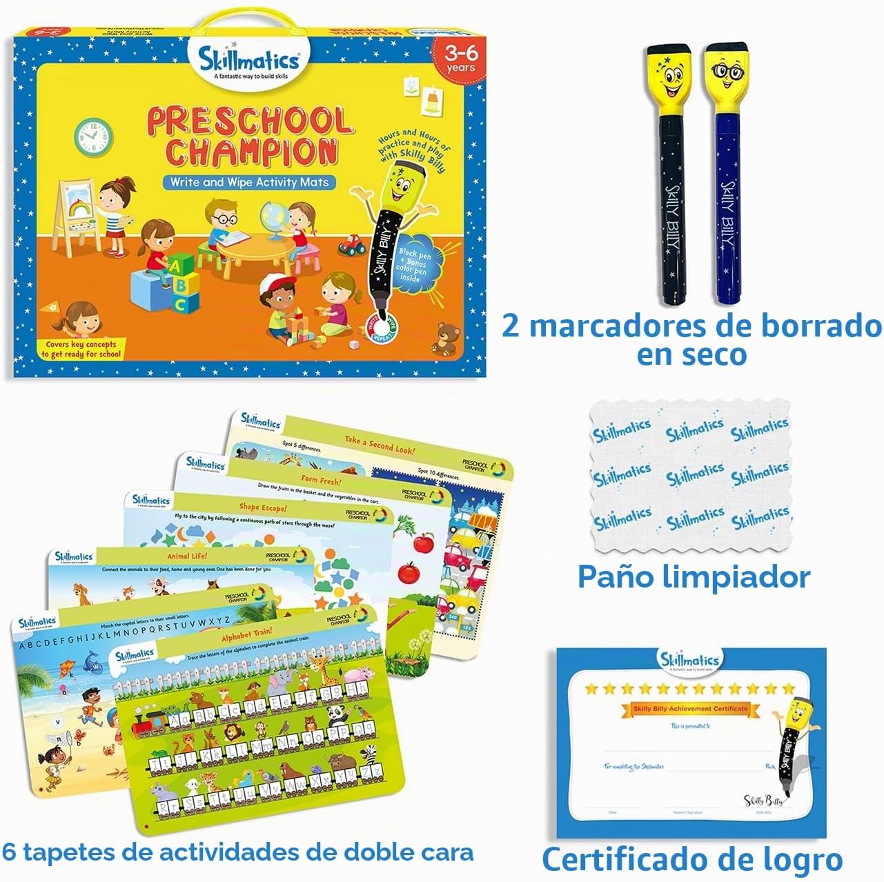 JUEGO EDUCATIVO SKILLMATICS PRESCHOOL CHAMPION TAPETES REUTILIZABLES - 2