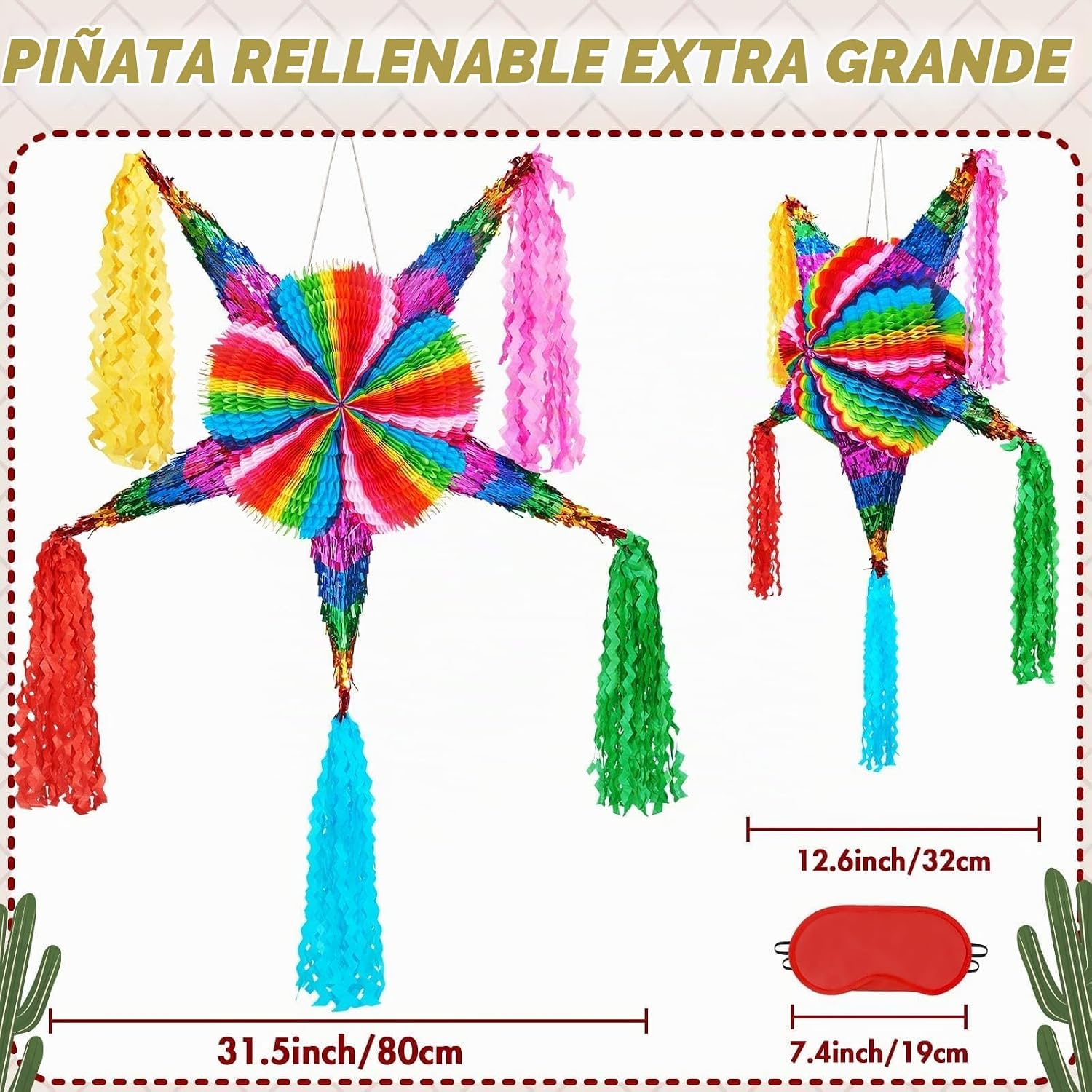 PIÑATA ESTRELLA MEXICANA WERNNSAI 32 PULGADAS CINCO DE MAYO PLEGABLE - 2
