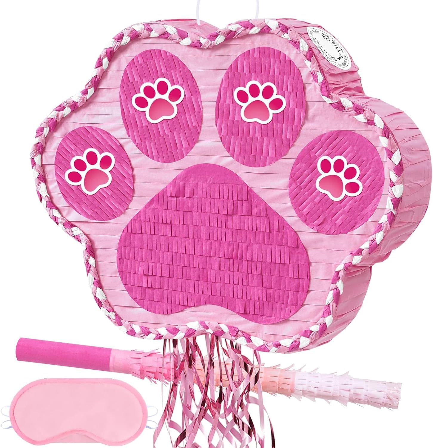 PIÑATA PATA DE PERRO ROSA WERNNSAI 16' X 13.4' CON BATE Y ANTIFAZ - 1