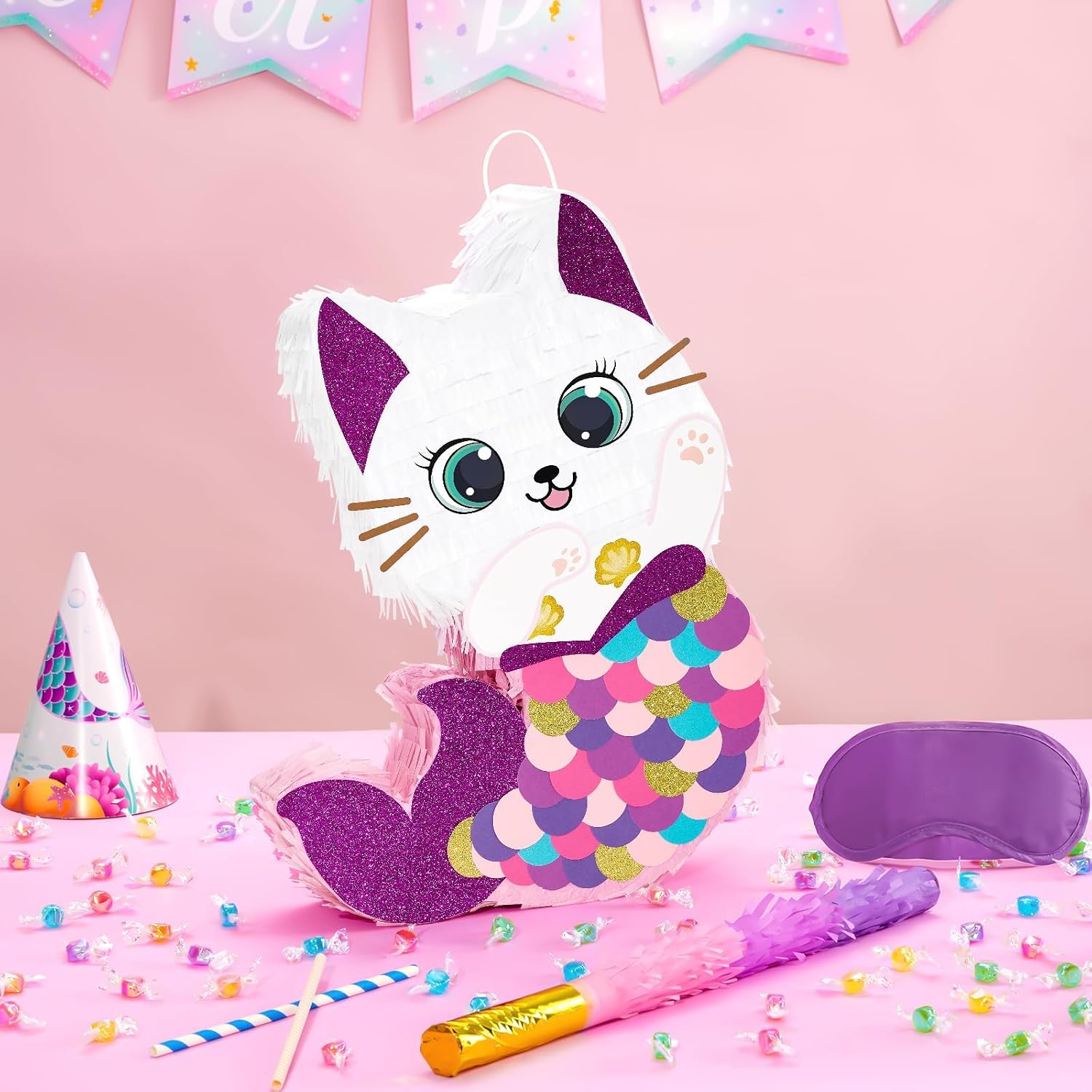 PIÑATA GATO SIRENA WERNNSAI PARA FIESTA DE CUMPLEAÑOS NIÑAS - 2