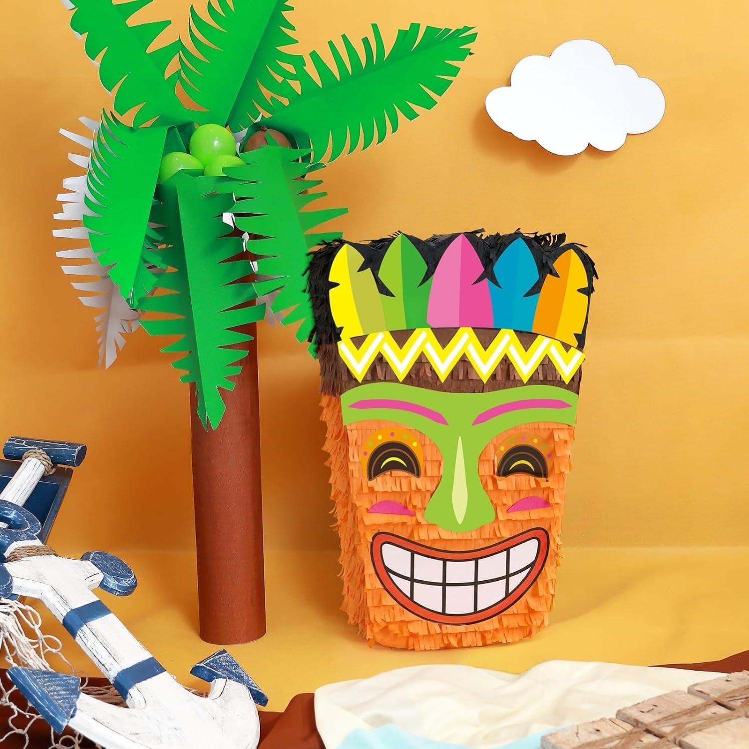 PIÑATA TIKI HAWAII WERNNSAI CON ANTIFAZ Y BATE - 2