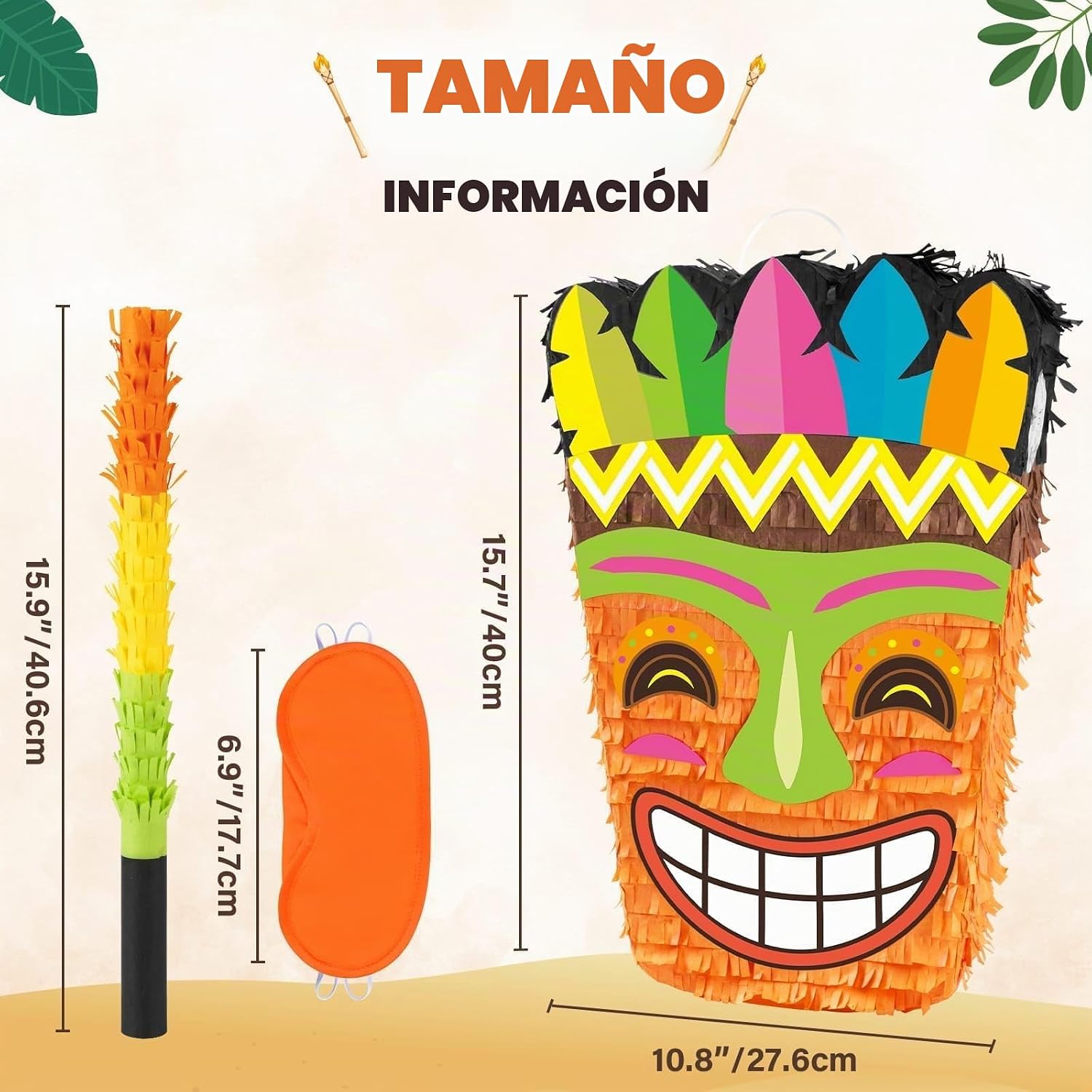 PIÑATA TIKI HAWAII WERNNSAI CON ANTIFAZ Y BATE - 3