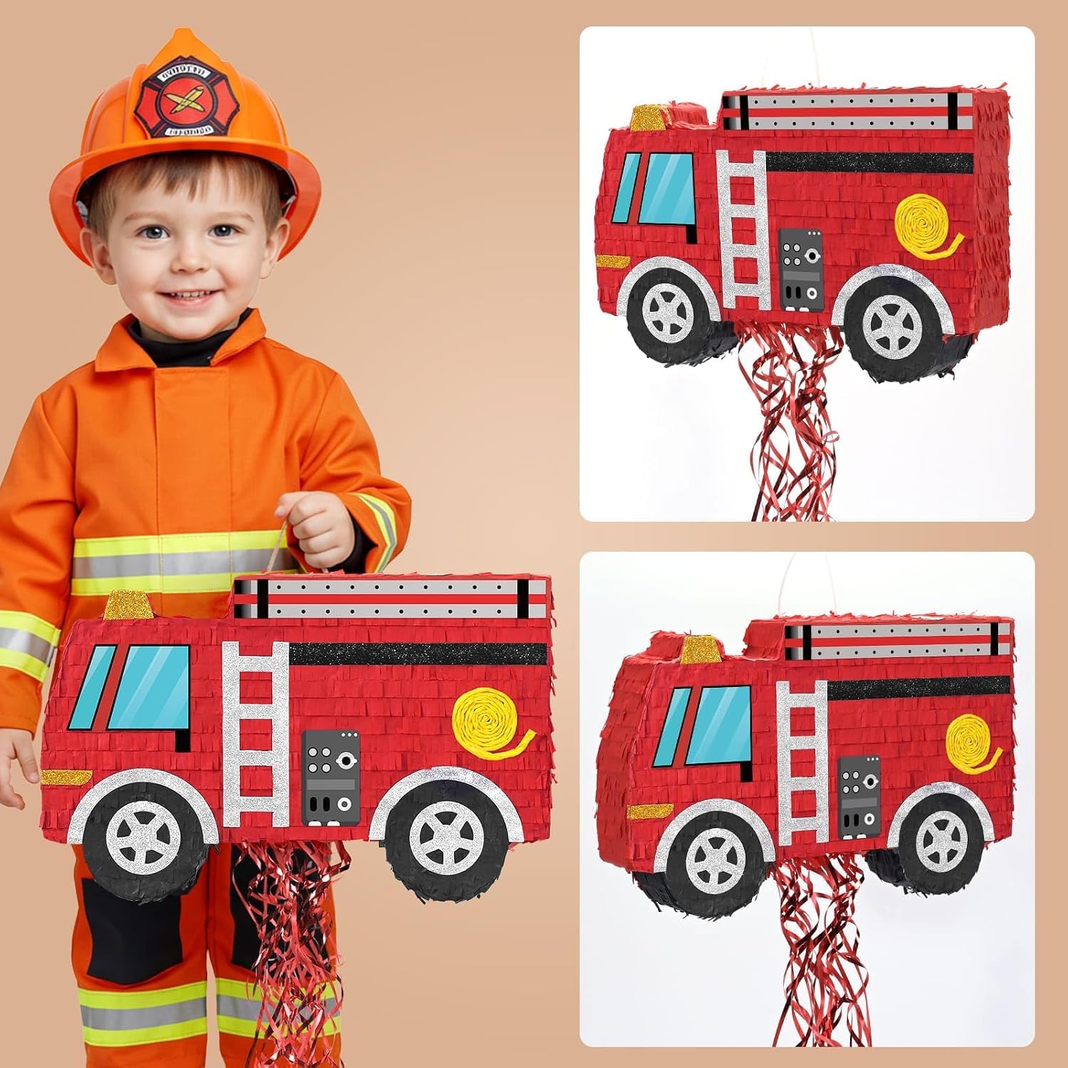 PIÑATA CAMIÓN DE BOMBEROS WERNNSAI ROJO - 5