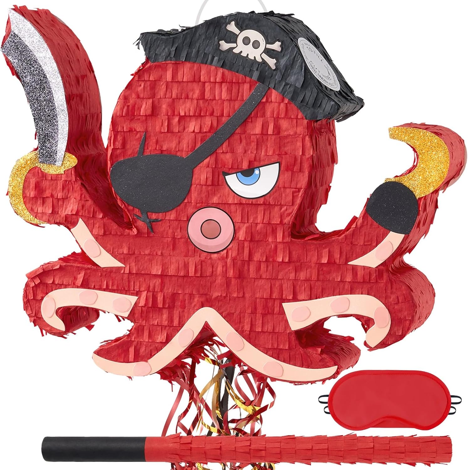 PIÑATA PULPO PIRATA WERNNSAI ROJA CON ACCESORIOS - 1