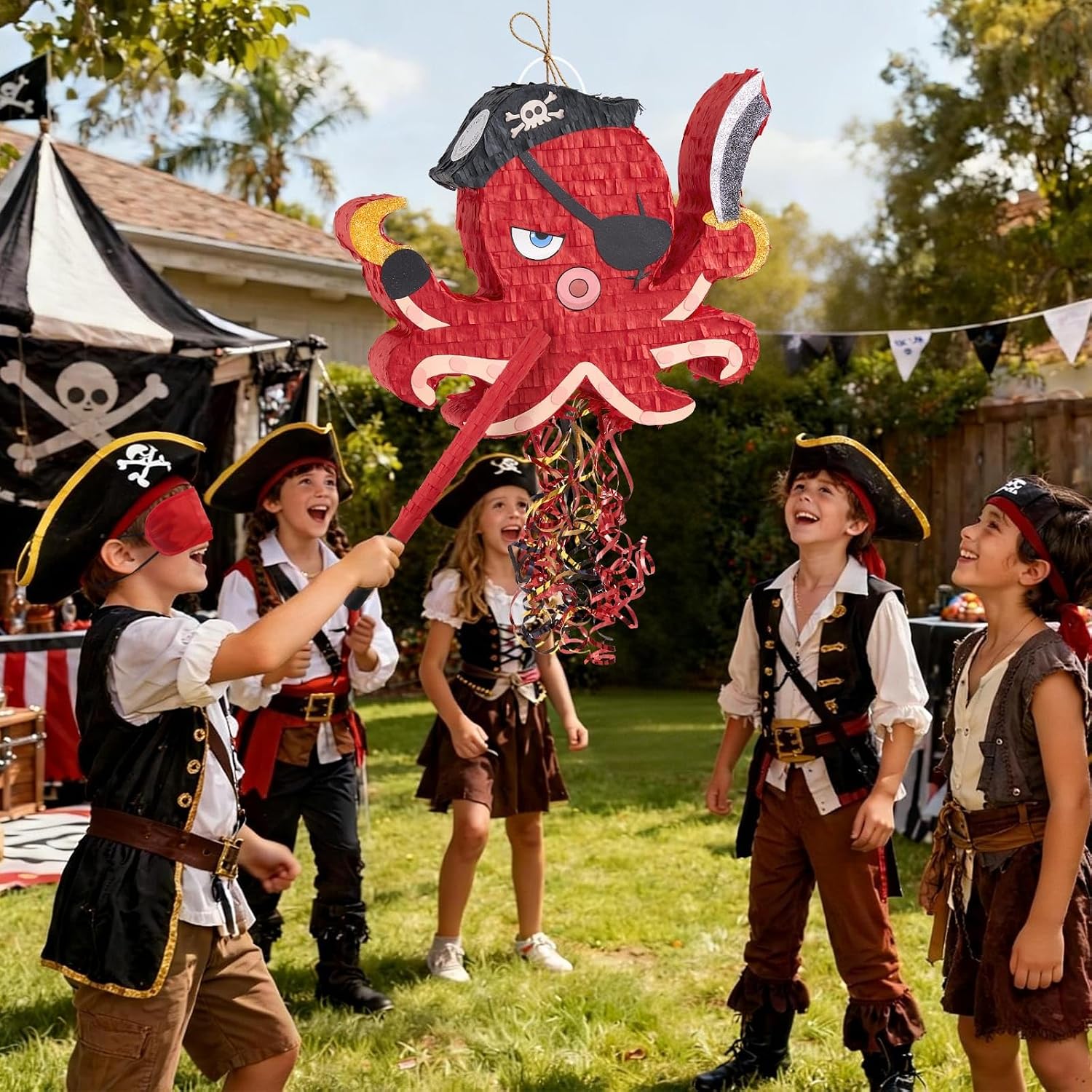PIÑATA PULPO PIRATA WERNNSAI ROJA CON ACCESORIOS - 4