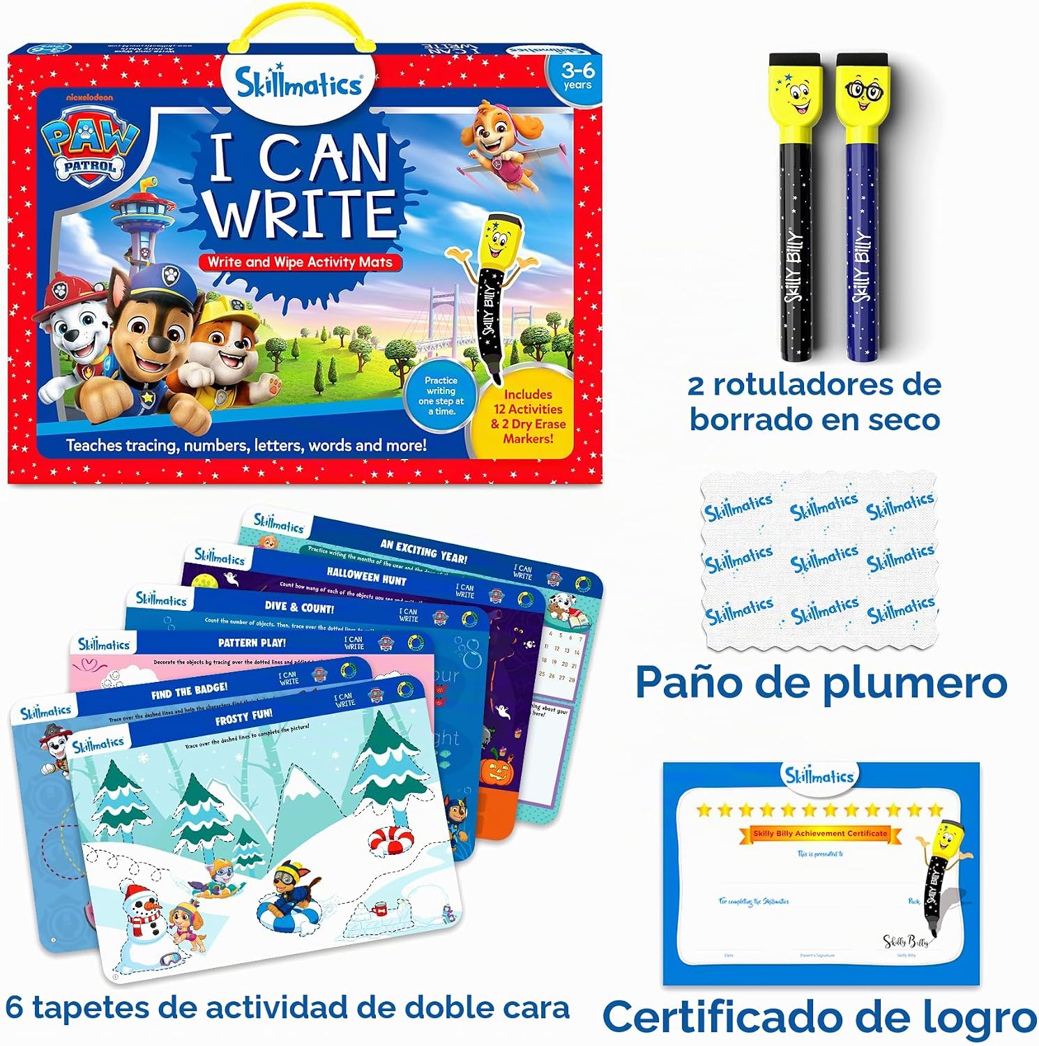 CUADERNO DE ACTIVIDADES REUTILIZABLE I CAN WRITE PAW PATROL SKILLMATICS - 2