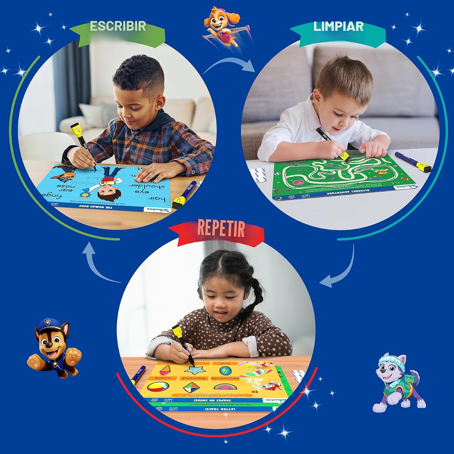 CUADERNO DE ACTIVIDADES REUTILIZABLE I CAN WRITE PAW PATROL SKILLMATICS - 5