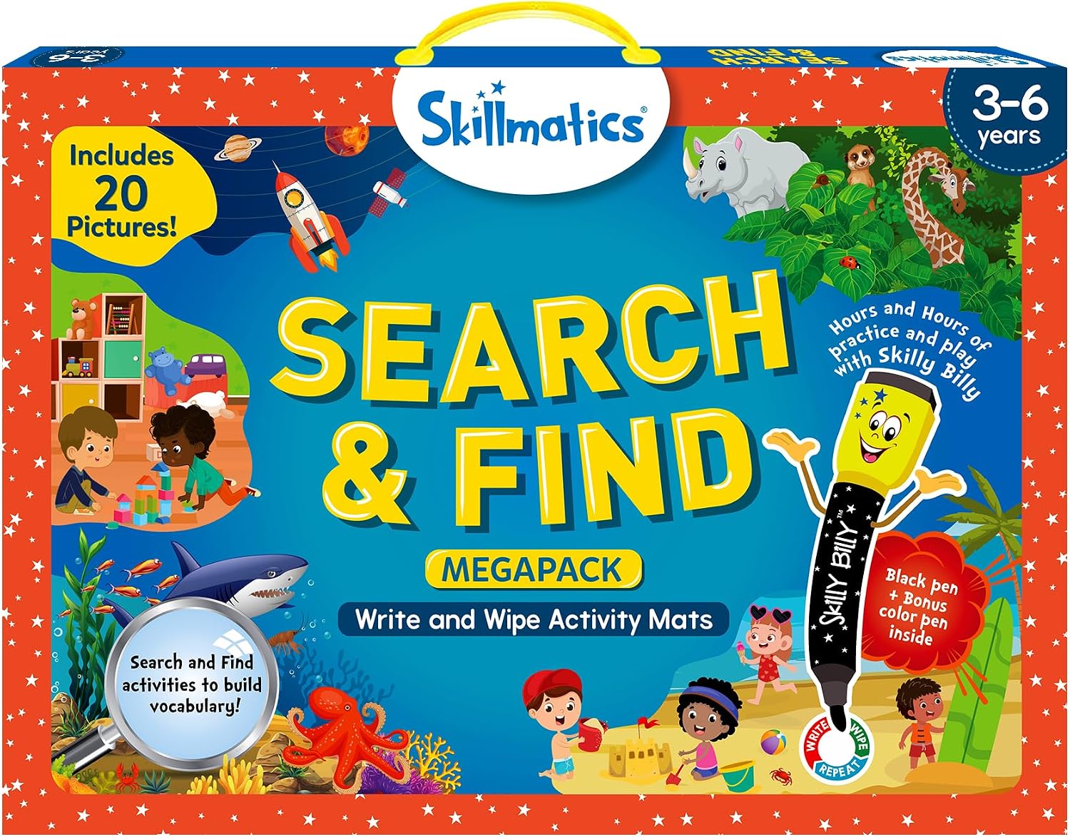 SKILLMATICS SEARCH AND FIND MEGAPACK JUEGO DE ACTIVIDADES REUTILIZABLES PARA PREESCOLAR - 1