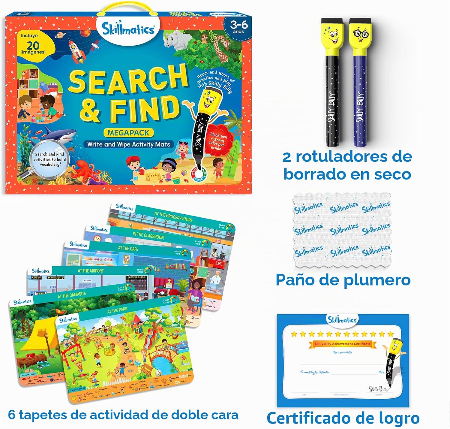 SKILLMATICS SEARCH AND FIND MEGAPACK JUEGO DE ACTIVIDADES REUTILIZABLES PARA PREESCOLAR - 2
