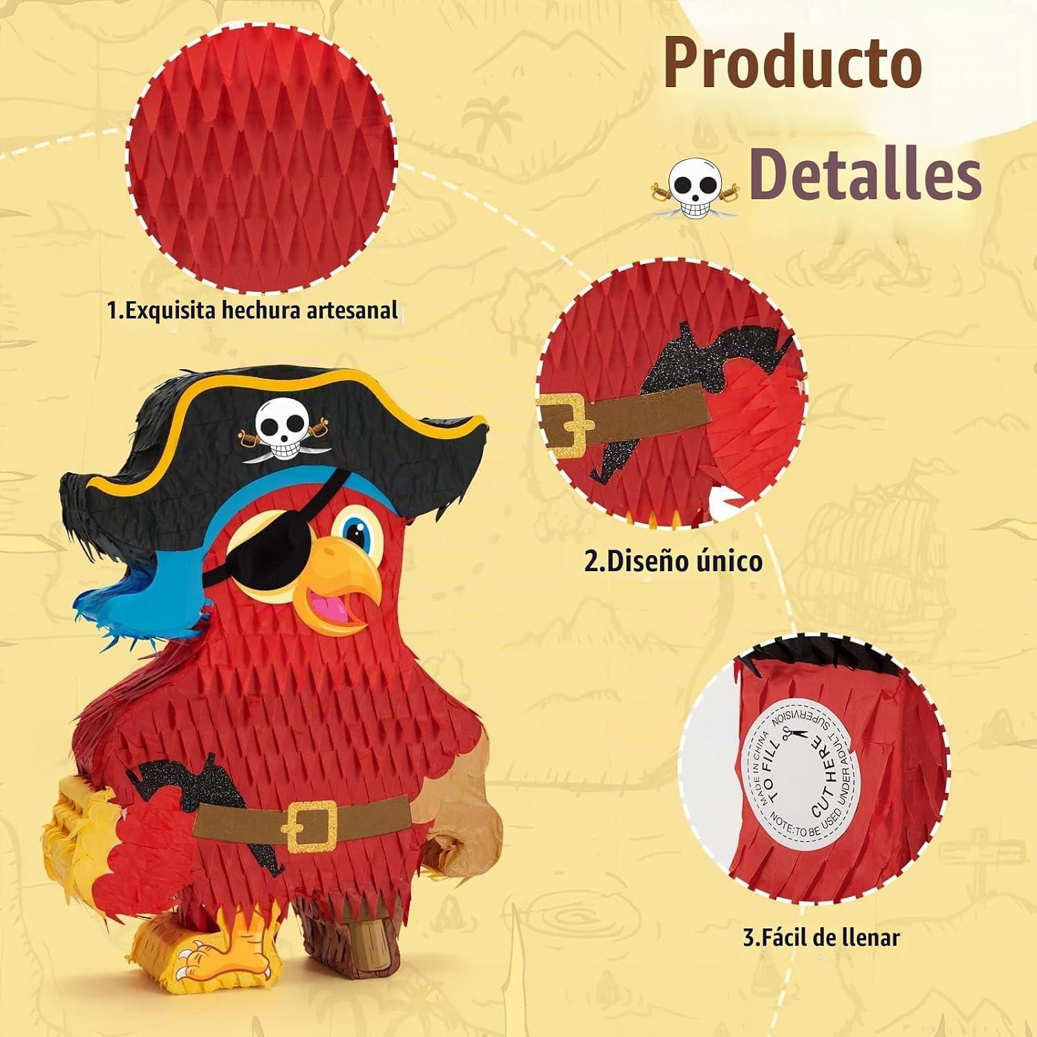 PIÑATA LORO PIRATA WERNNSAI PARA FIESTA TEMÁTICA - 4