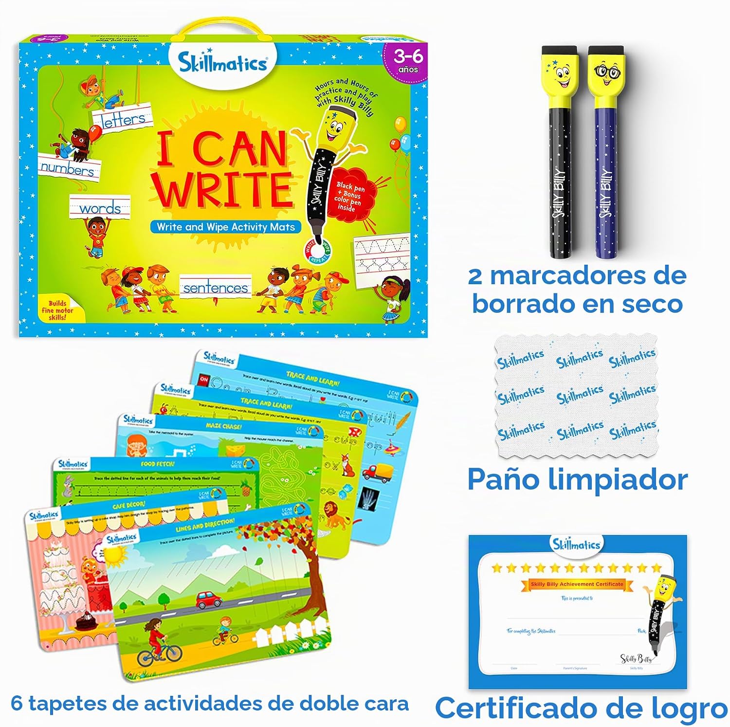 CUADERNO DE ACTIVIDADES REUTILIZABLE SKILLMATICS I CAN WRITE PARA PREESCOLAR - 2