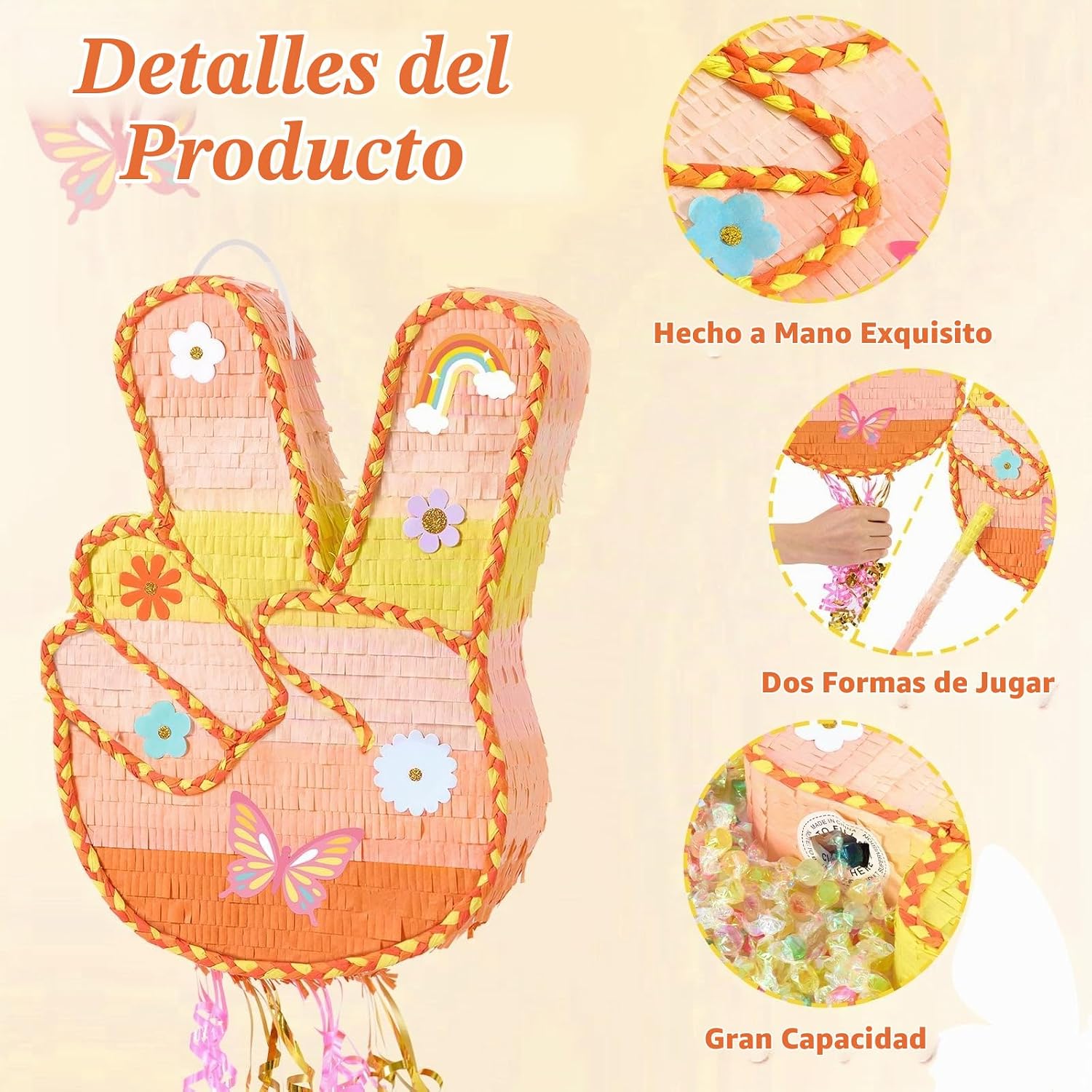 PIÑATA SIGNO DE PAZ GROOVY AMARILLA WERNNSAI - 2