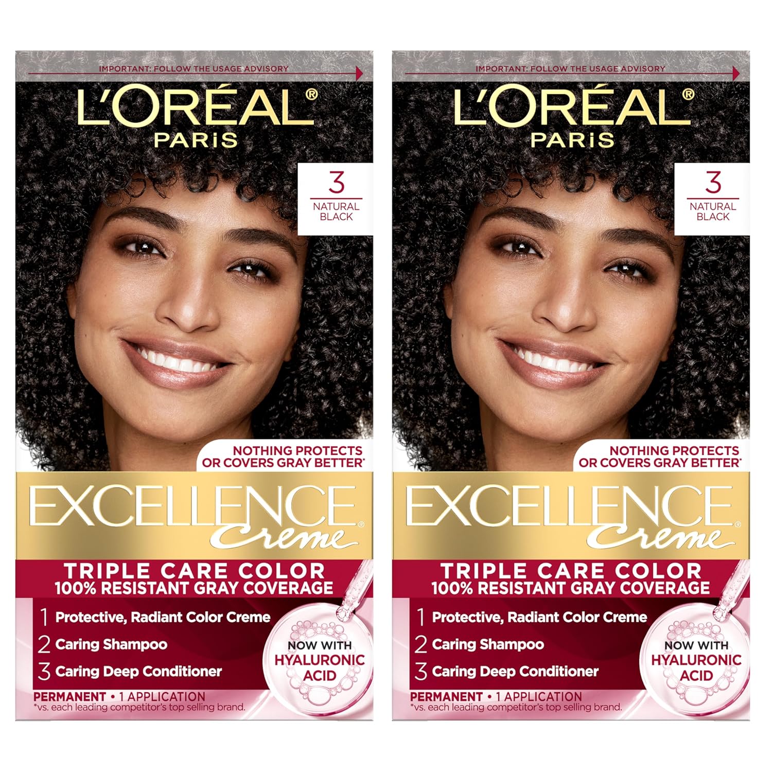 TINTURA L'ORÉAL PARIS EXCELLENCE CRÈME NEGRO NATURAL 3, PACK 2 UNIDADES - 1