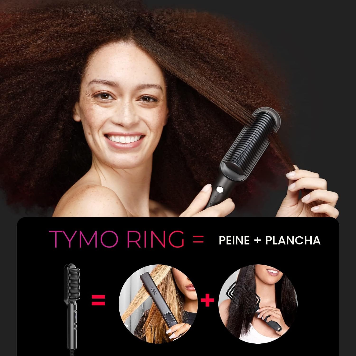 CEPILLO ALISADOR TYMO RING CON TECNOLOGÍA PTC Y DIENTES 3D - 2