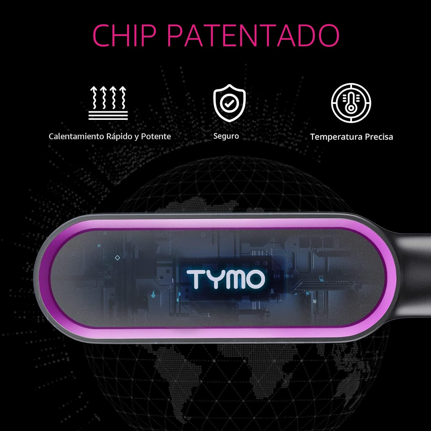 CEPILLO ALISADOR TYMO RING CON TECNOLOGÍA PTC Y DIENTES 3D - 4