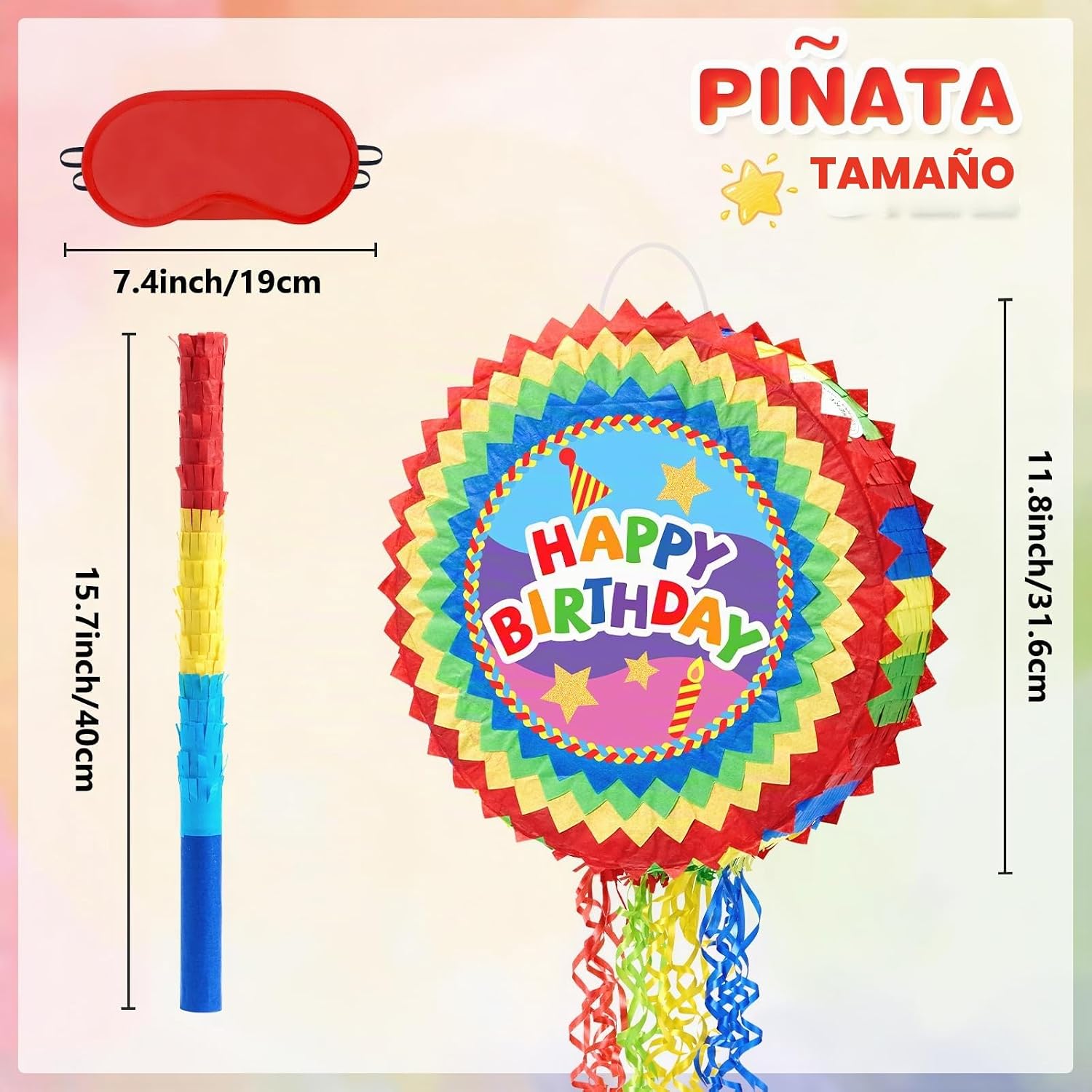 PIÑATA WERNNSAI GIRASOL HAPPY BIRTHDAY 12.2 X 12.2 X 3 PULGADAS - 3