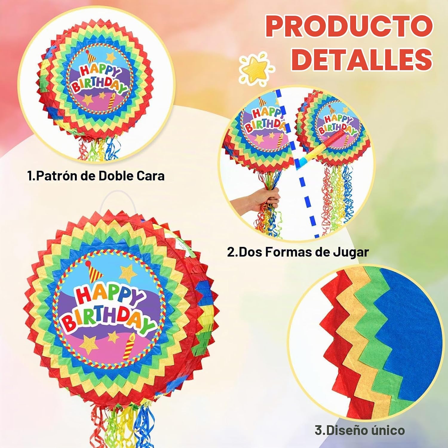 PIÑATA WERNNSAI GIRASOL HAPPY BIRTHDAY 12.2 X 12.2 X 3 PULGADAS - 4