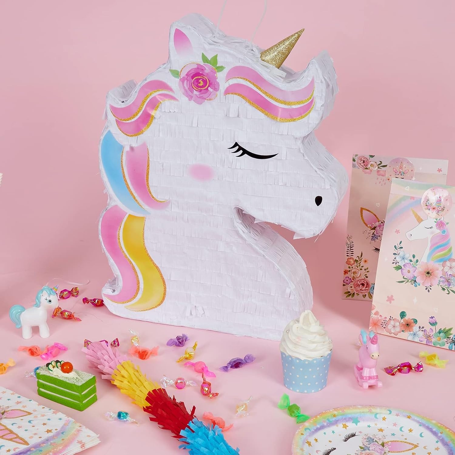 PIÑATA UNICORNIO WERNNSAI ARCOÍRIS PARA FIESTAS INFANTILES - 2