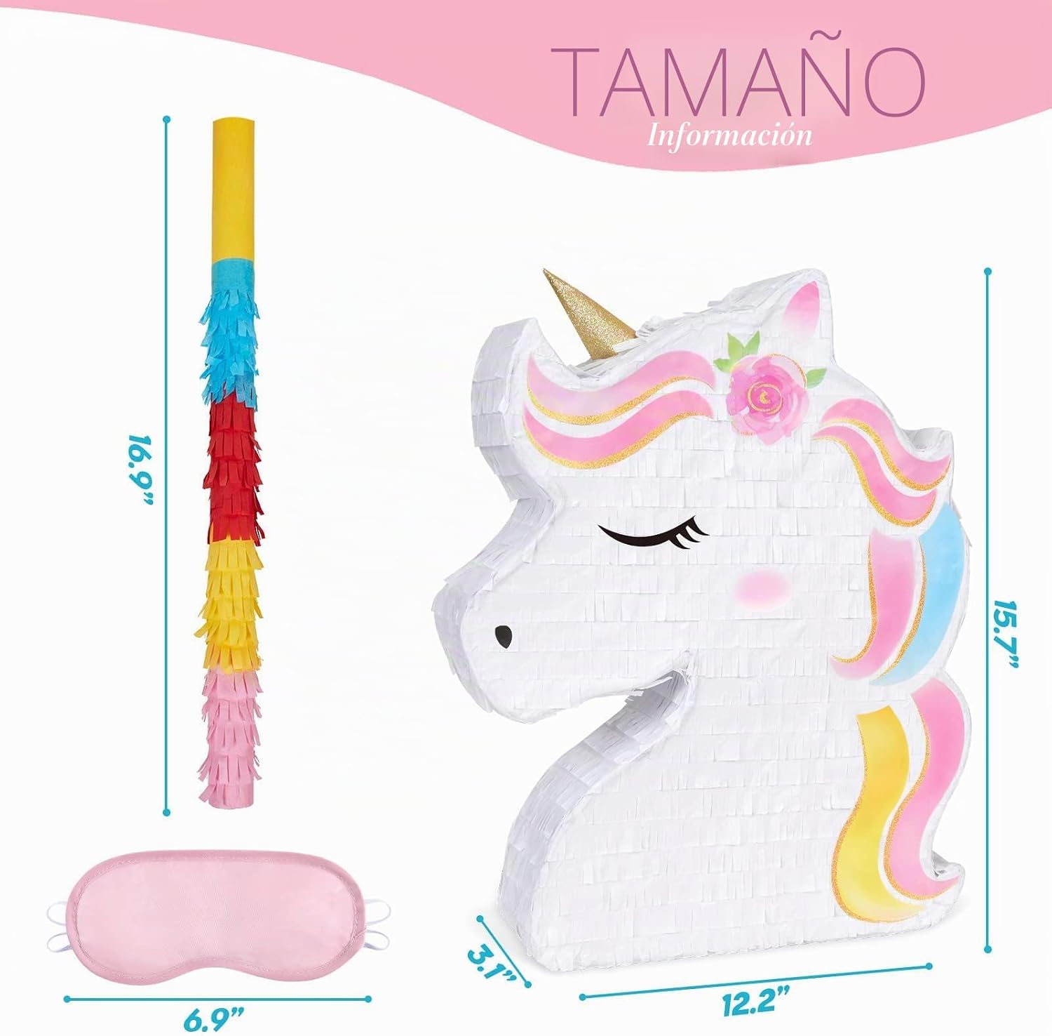 PIÑATA UNICORNIO WERNNSAI ARCOÍRIS PARA FIESTAS INFANTILES - 3
