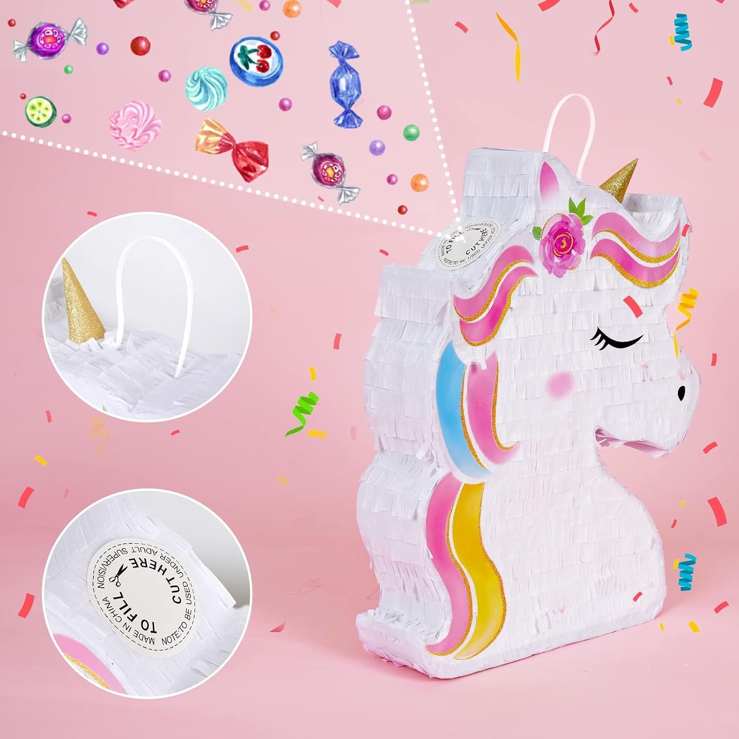 PIÑATA UNICORNIO WERNNSAI ARCOÍRIS PARA FIESTAS INFANTILES - 4
