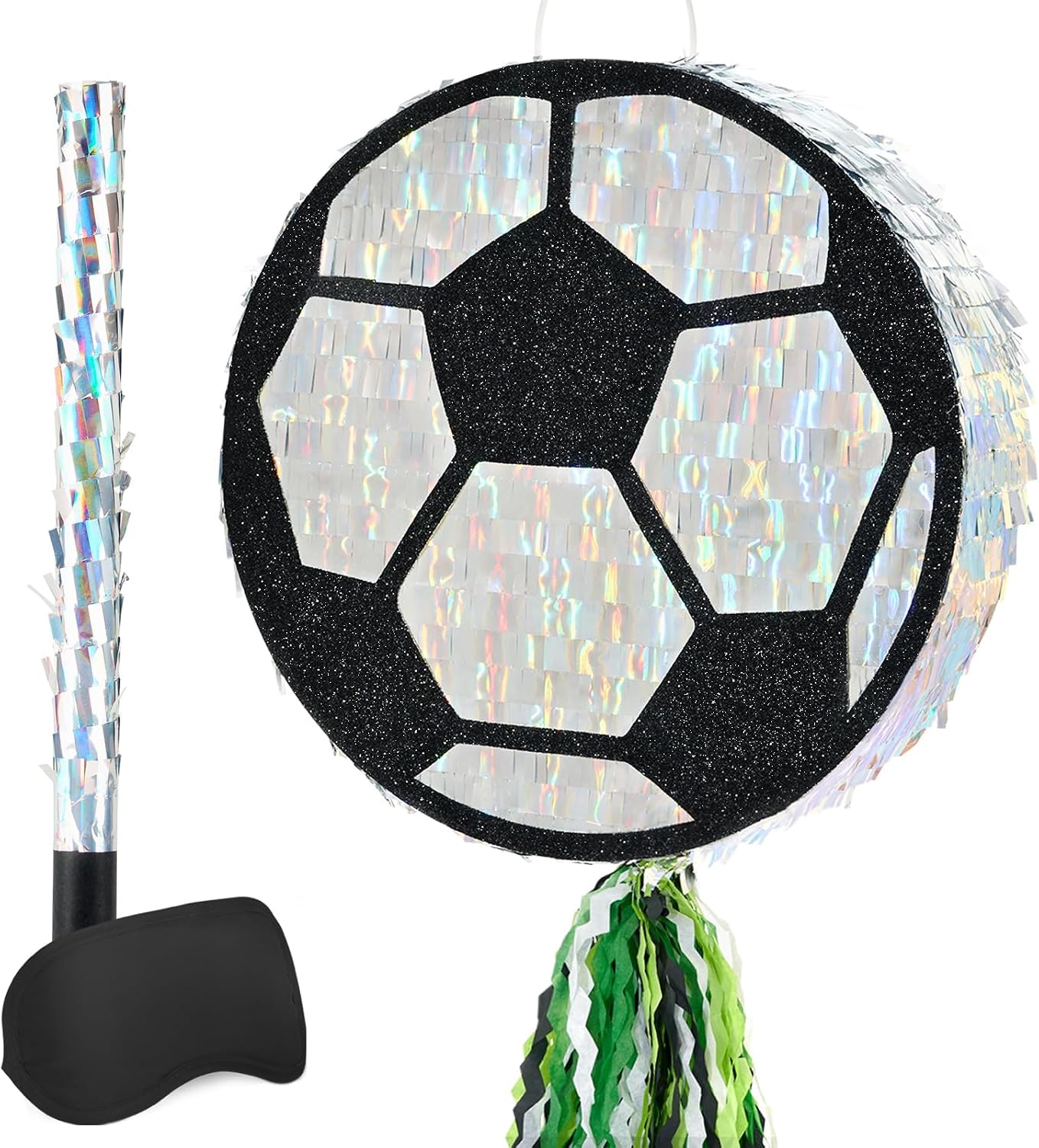PIÑATA BALÓN DE FÚTBOL WERNNSAI DISEÑO NEGRO Y PLATEADO - 1