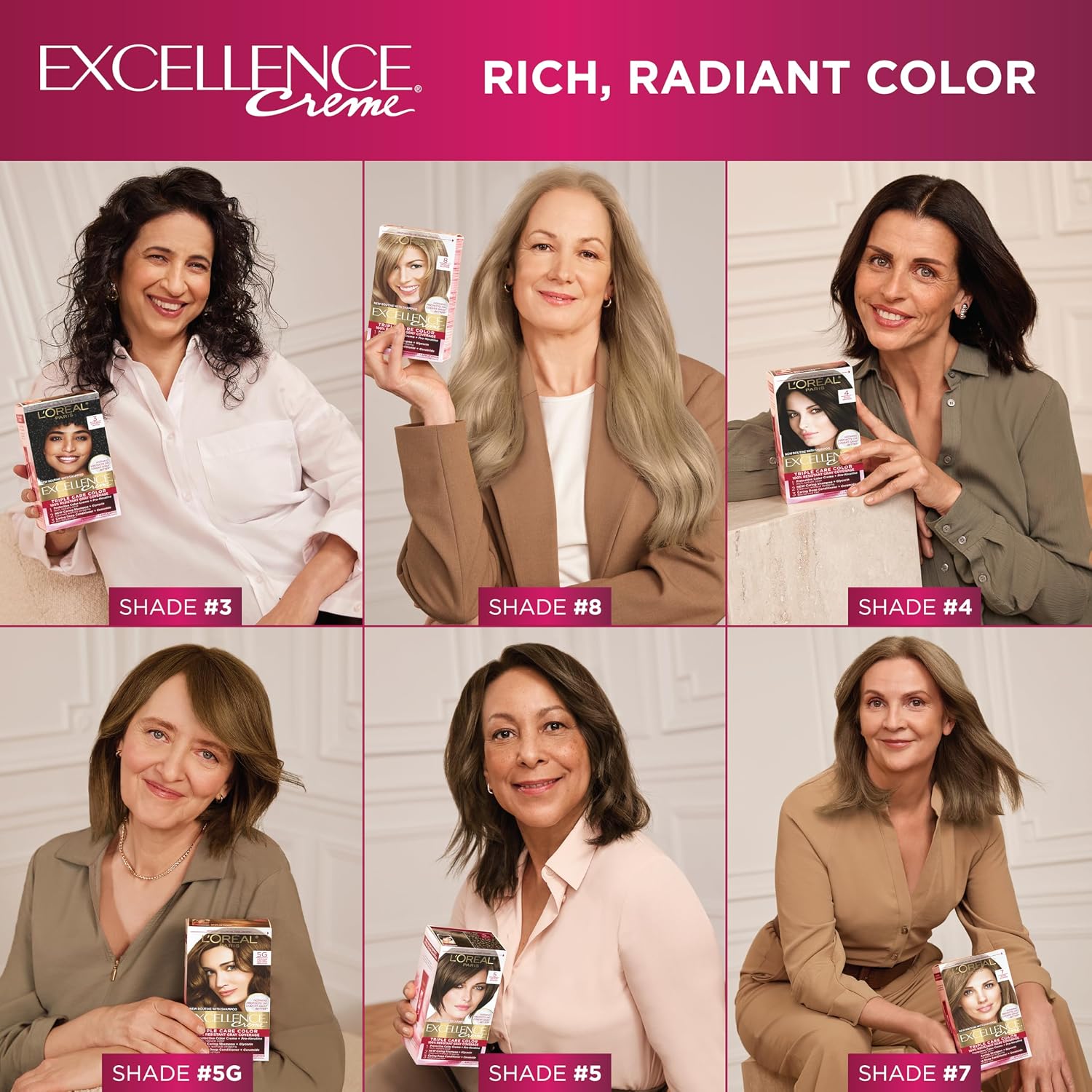 TINTURA L'ORÉAL PARIS EXCELLENCE CRÈME 5AB CASTAÑO CENIZA MOCHA PACK DE 3 - 3