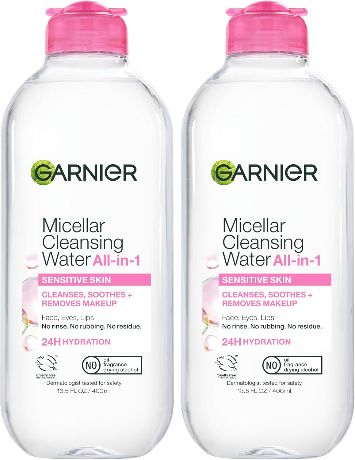 AGUA MICELAR GARNIER DESMAQUILLANTE E HIDRATANTE PARA PIEL SENSIBLE 400ML PACK 2 UNIDADES - 1