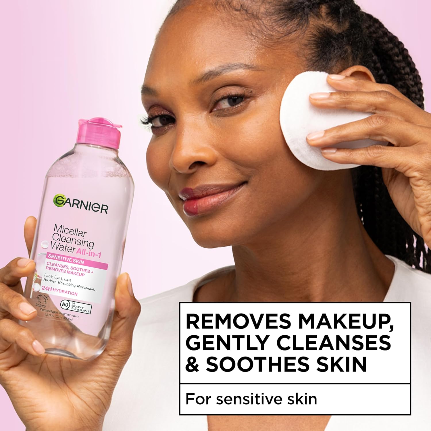 AGUA MICELAR GARNIER DESMAQUILLANTE E HIDRATANTE PARA PIEL SENSIBLE 400ML PACK 2 UNIDADES - 2