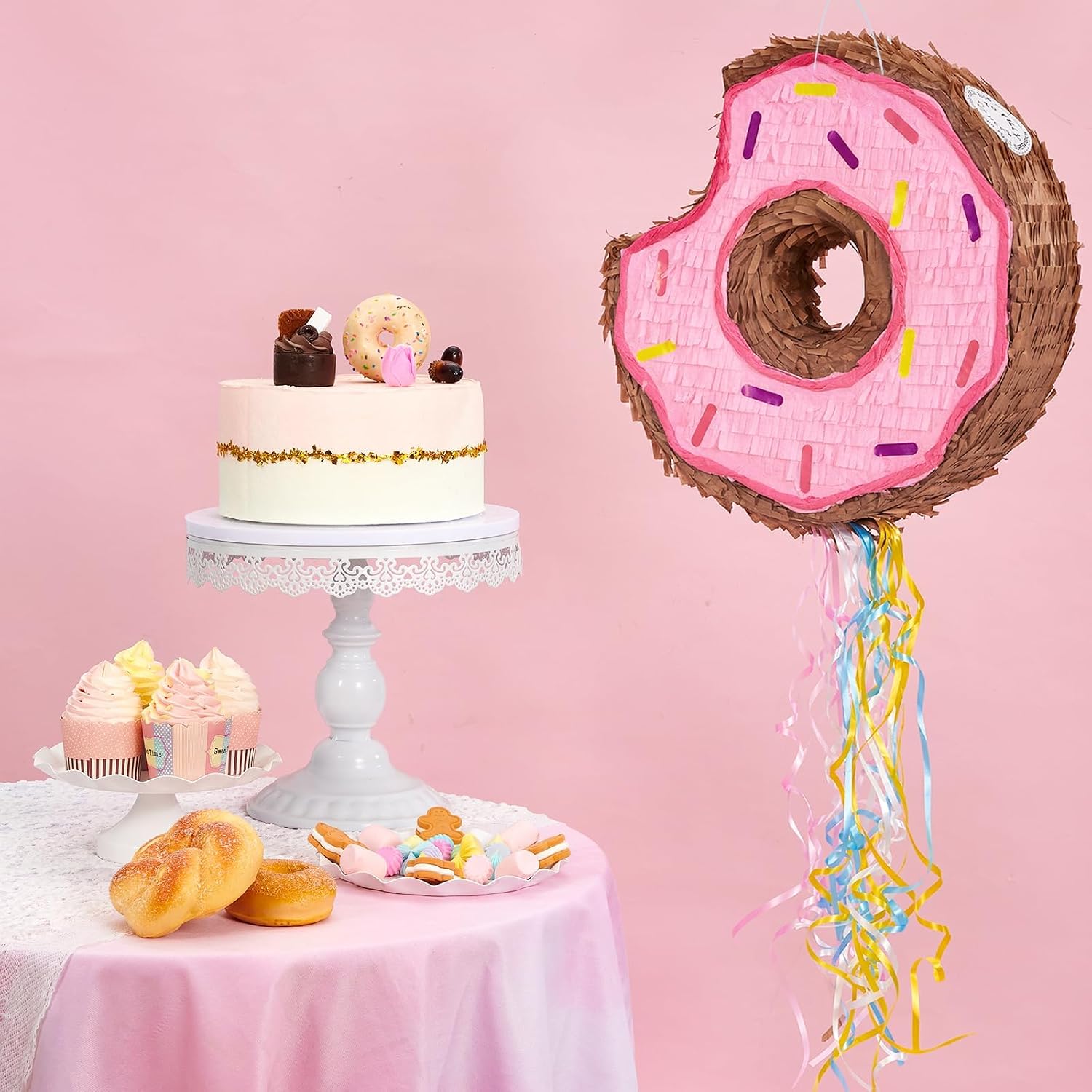 PIÑATA DONUT ROSADO WERNNSAI CON CUERDA PARA NIÑAS - 2