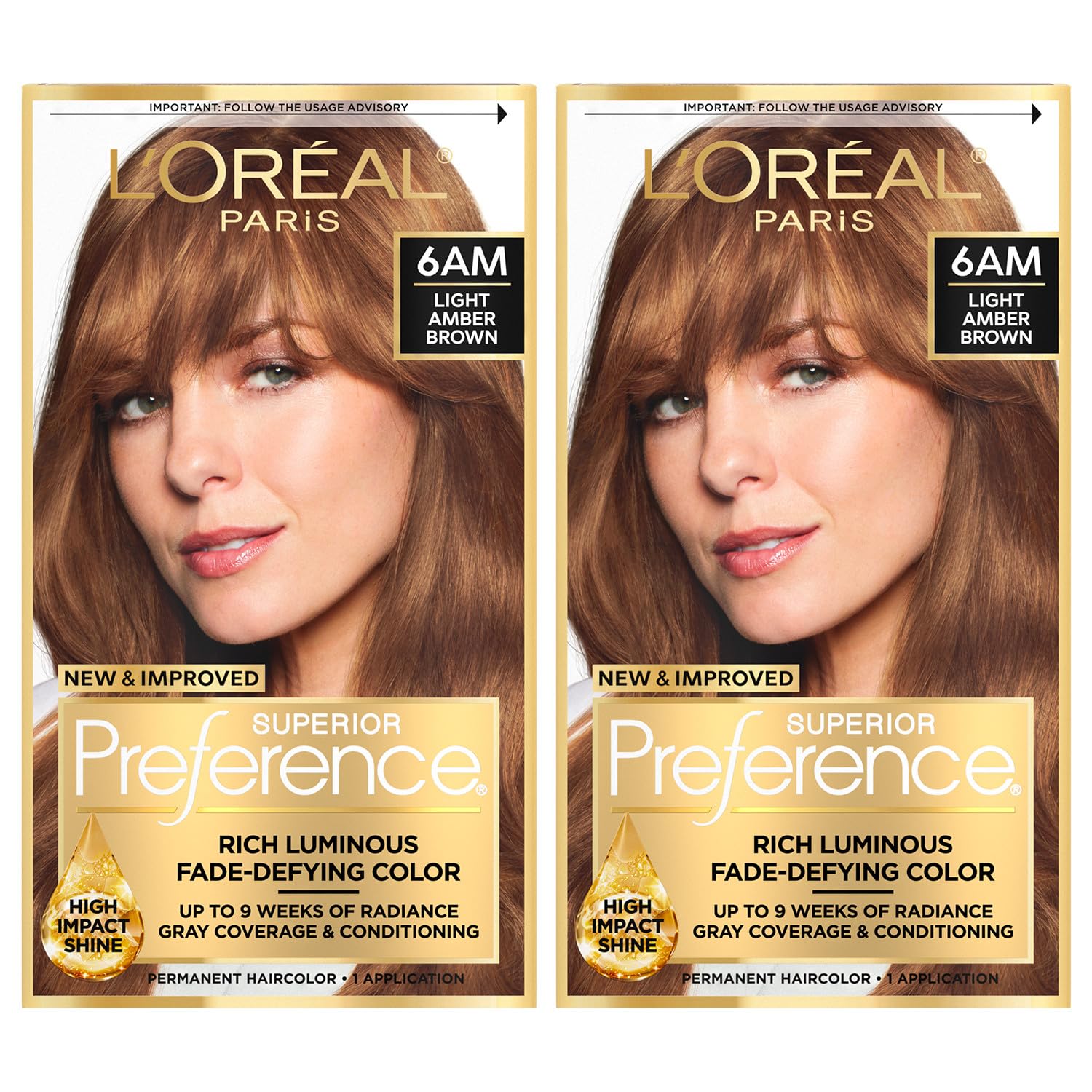 TINTURA PERMANENTE L'ORÉAL PARIS SUPERIOR PREFERENCE 6AM CASTAÑO ÁMBAR CLARO KIT X2 - 1
