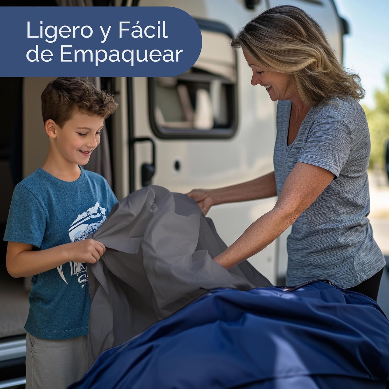 JUEGO DE SÁBANAS SHORT QUEEN 4 PIEZAS GRIS OSCURO PARA CARAVANA - 5