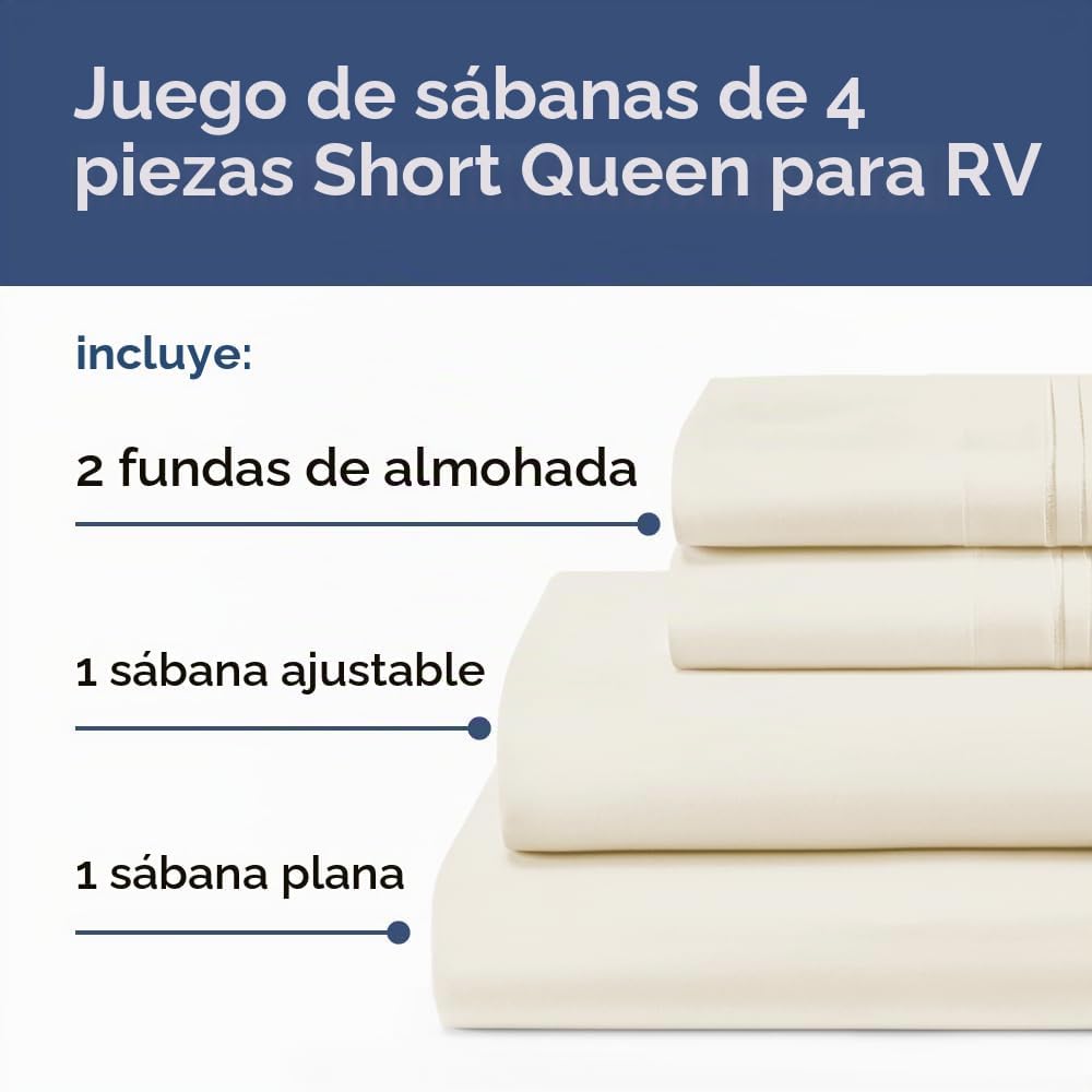 JUEGO DE SÁBANAS SHORT QUEEN 4 PIEZAS CGK UNLIMITED BLANCO - 2