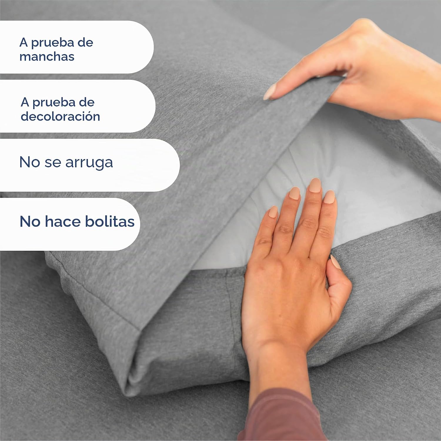 JUEGO DE SÁBANAS SPLIT KING 5 PIEZAS CGK UNLIMITED GRIS JASPEADO - 5