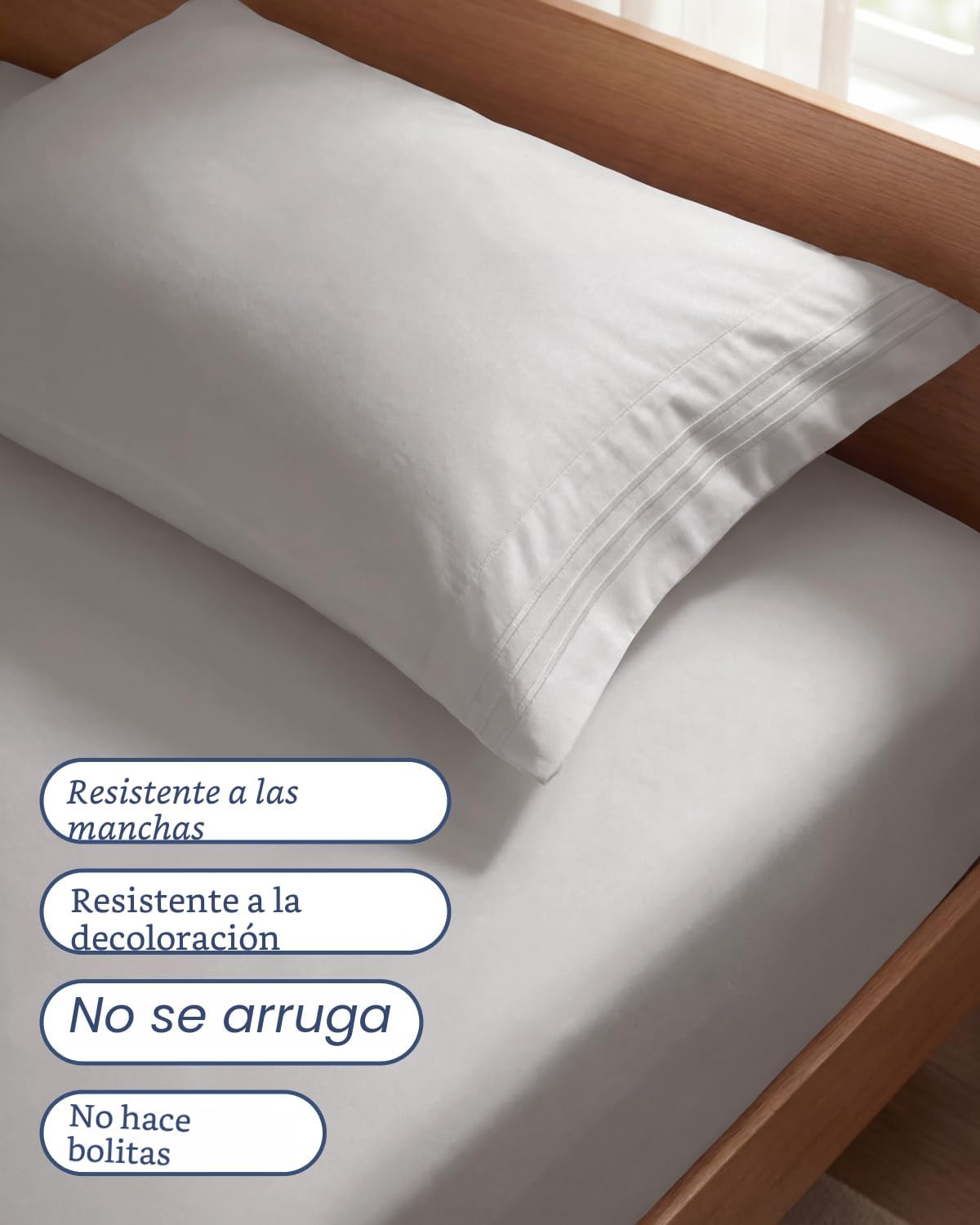 JUEGO DE SÁBANAS TWIN SIZE 3 PIEZAS MICROFIBRA GRIS CLARO - 5
