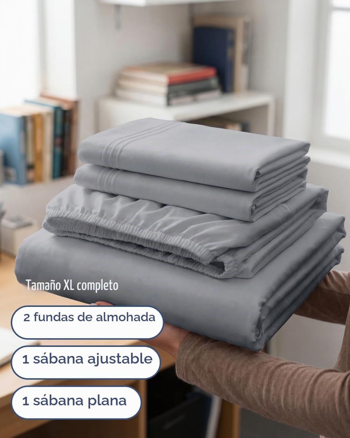 JUEGO DE SÁBANAS FULL XL 4 PIEZAS CGK UNLIMITED AZUL ACERO - 3