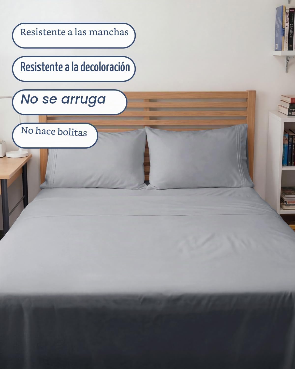 JUEGO DE SÁBANAS FULL XL 4 PIEZAS CGK UNLIMITED AZUL ACERO - 5