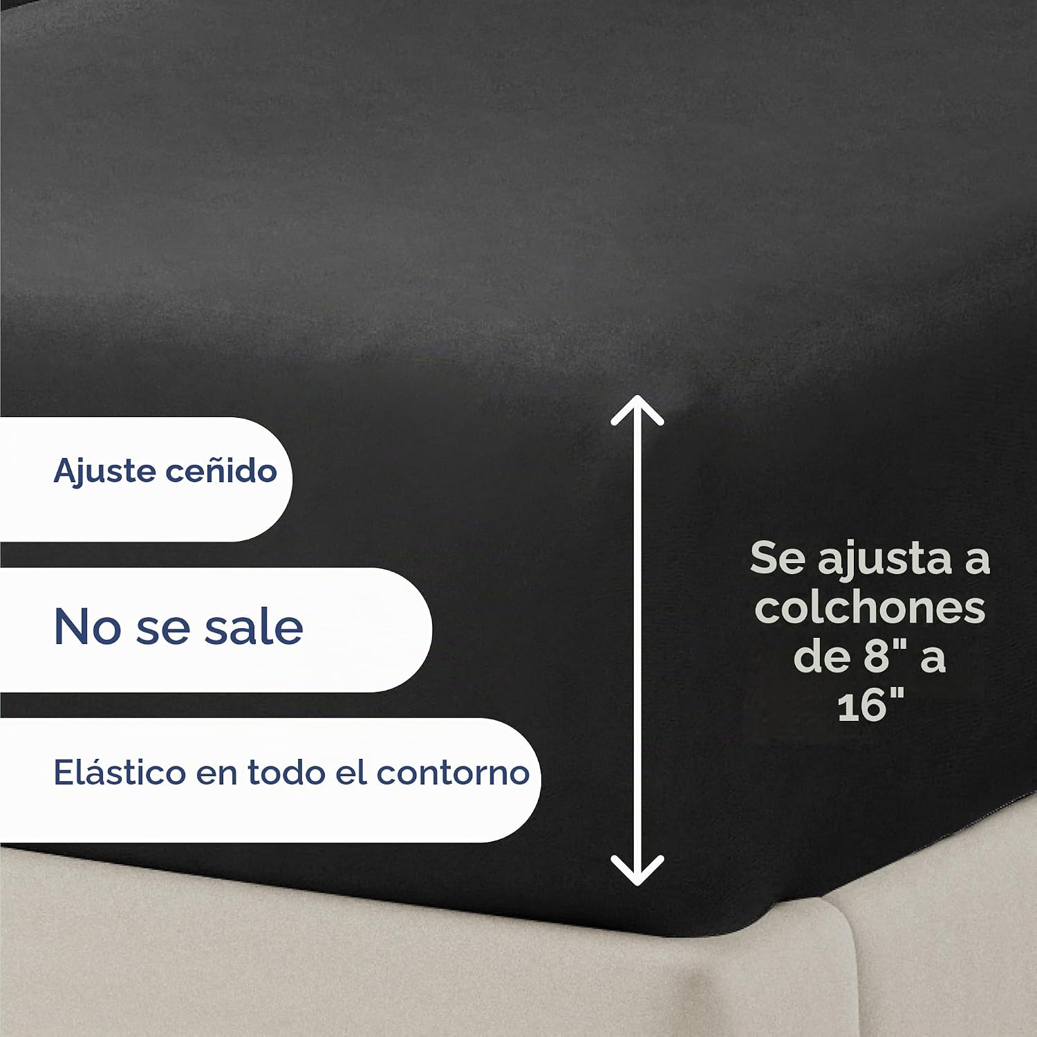 JUEGO DE SÁBANAS TWIN SIZE 3 PIEZAS MICROFIBRA NEGRO - 4