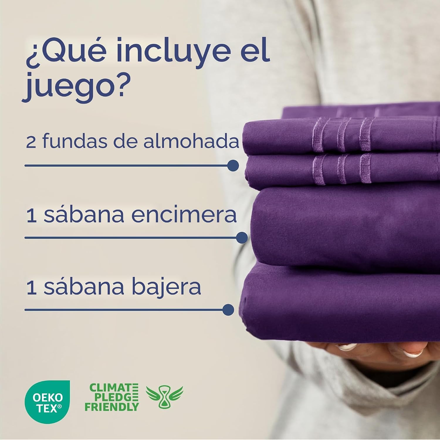 JUEGO DE SÁBANAS QUEEN SIZE 4 PIEZAS CGK UNLIMITED PÚRPURA - 2